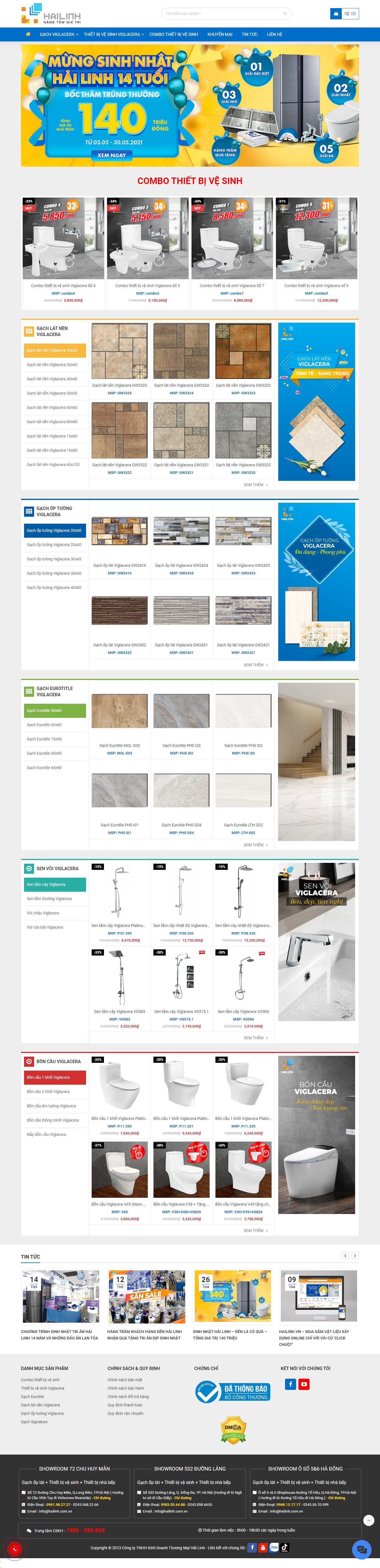 Thiết kế Web bán gạch ốp lát showroomviglacera.vn
