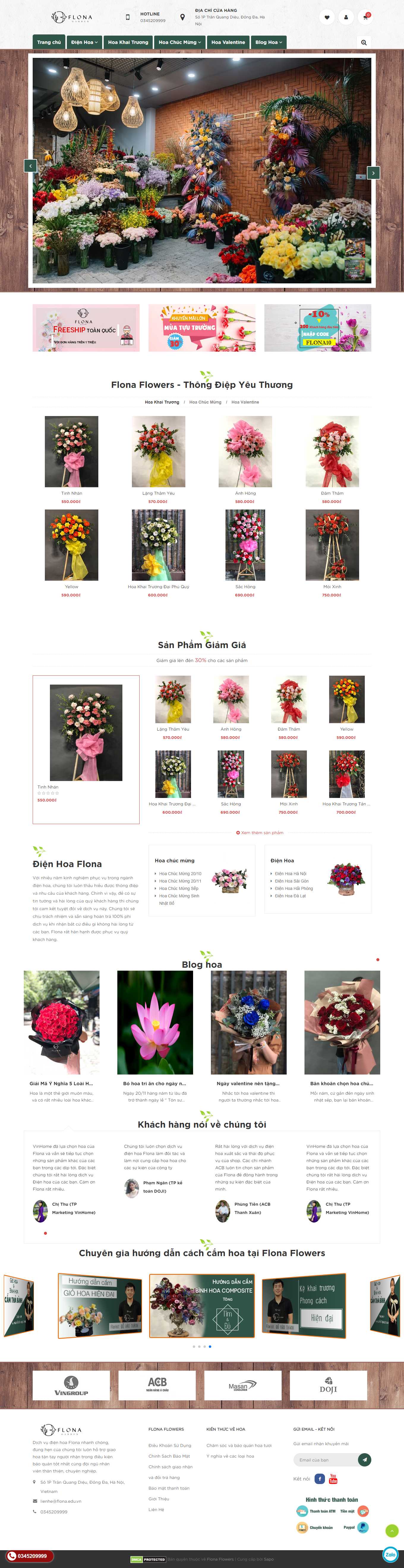 Thiết kế Web điện hoa flona.vn