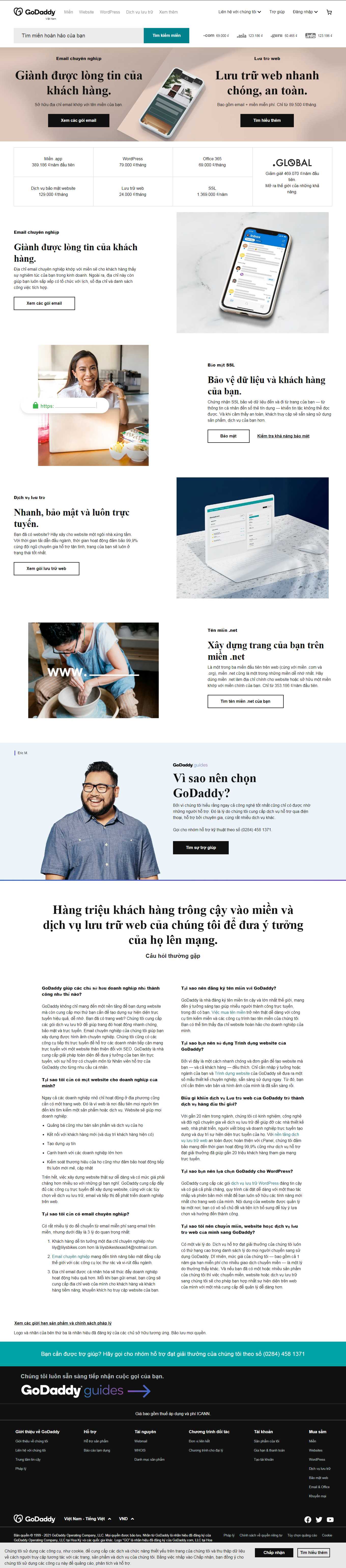 Thiết kế Web bán tên miền vn.godaddy.com