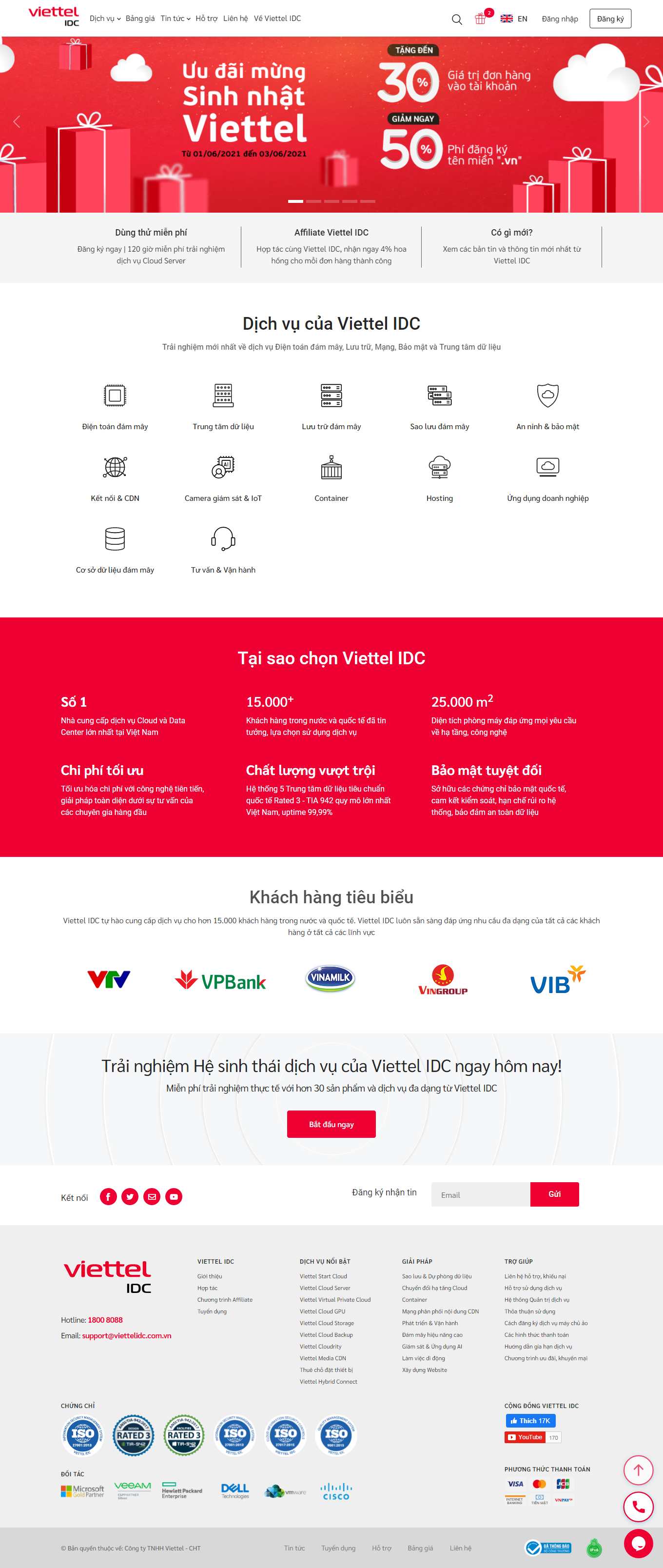 Thiết kế Web bán tên miền viettelidc.com.vn