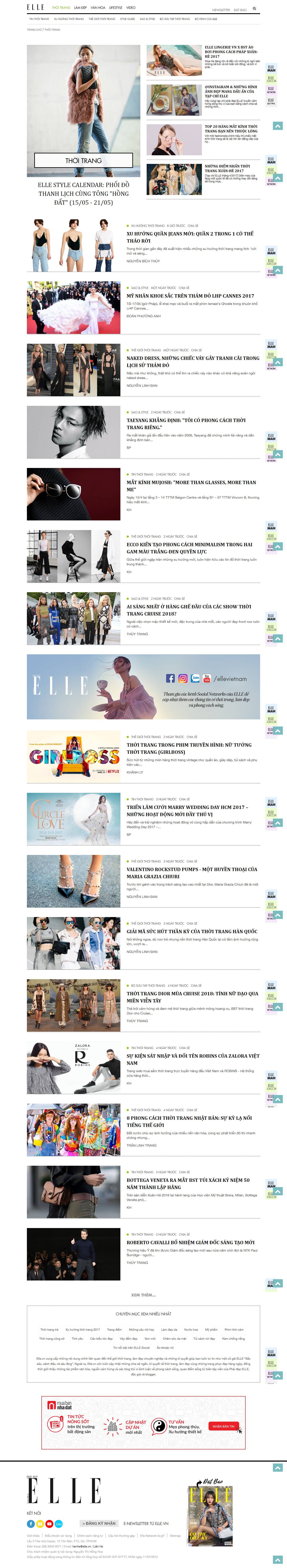 Thiết kế Web thời trang may mặc elle.vn