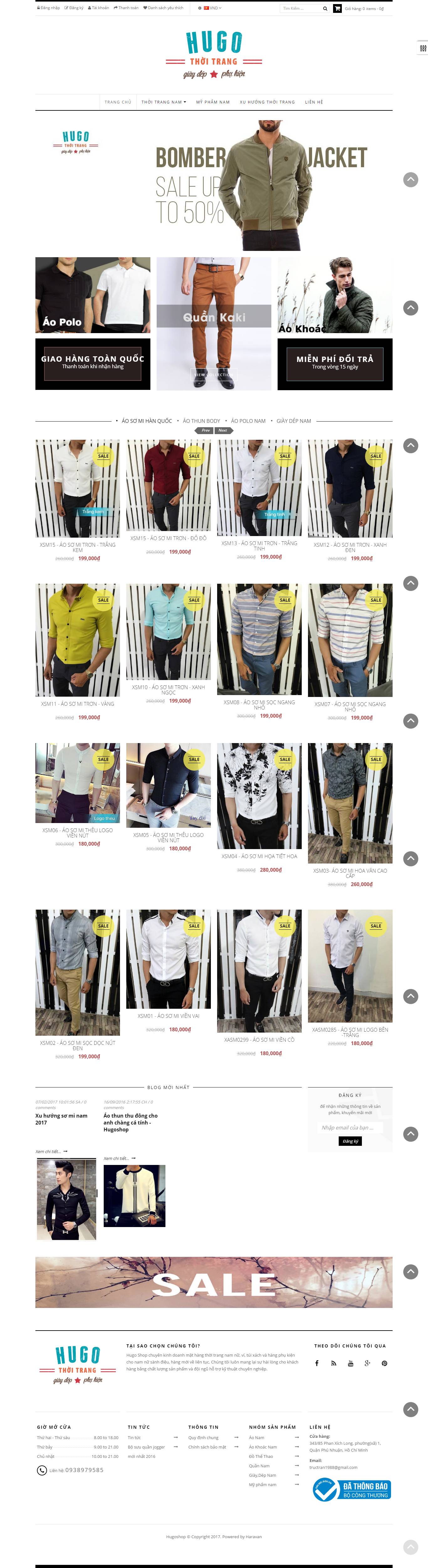 Thiết kế Web thời trang may mặc hugoshop.vn