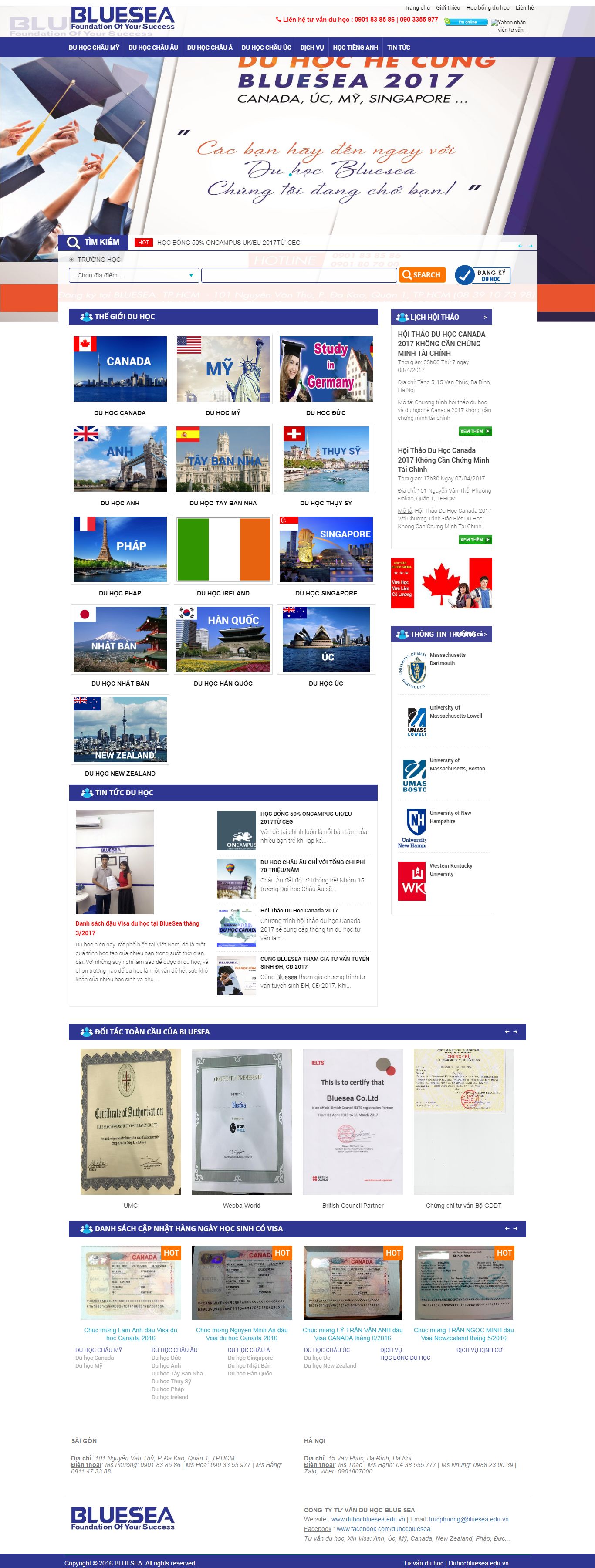 Thiết kế Web du học việc làm duhocbluesea.edu.vn