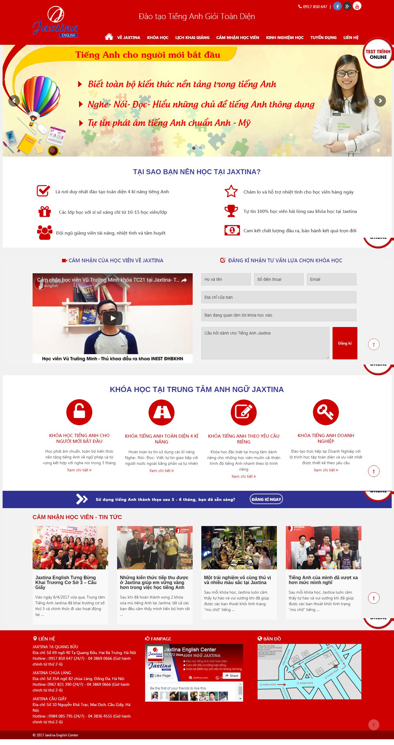 Thiết kế Web du học việc làm jaxtina.com