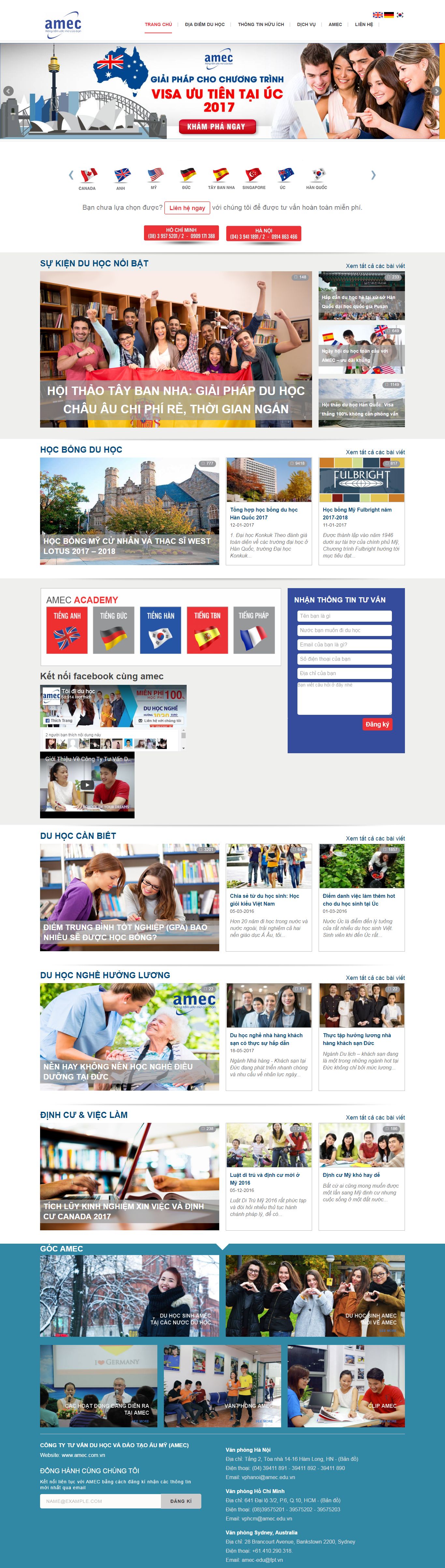 Thiết kế Web du học việc làm amec.com.vn