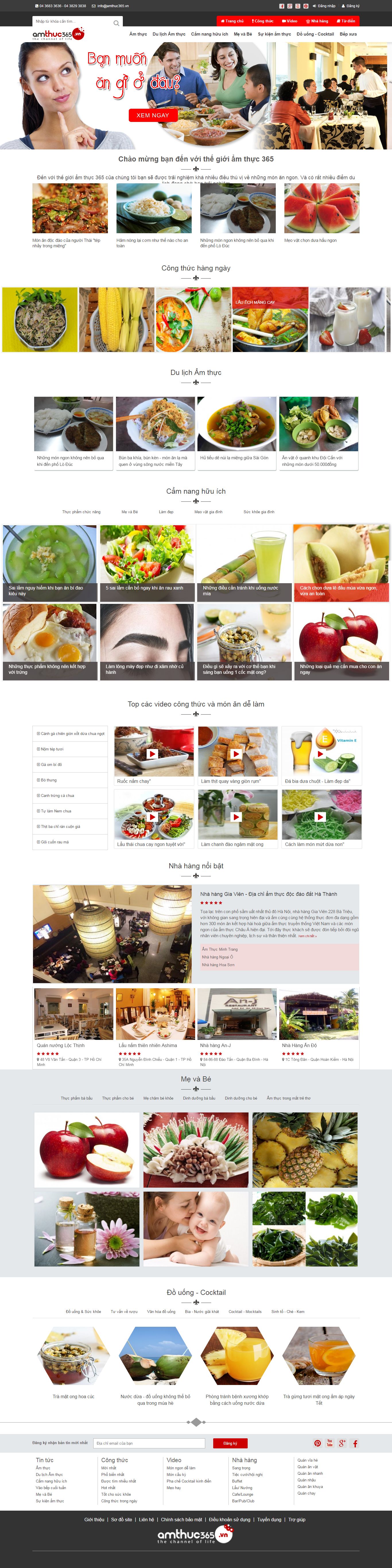 Thiết kế Web nhà hàng Ẩm thực amthuc365.vn