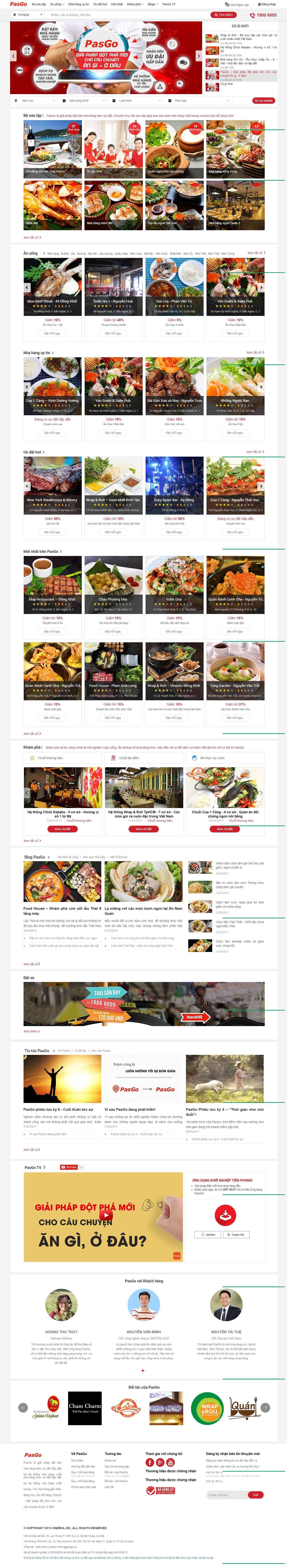 Thiết kế Web nhà hàng Ẩm thực pasgo.vn