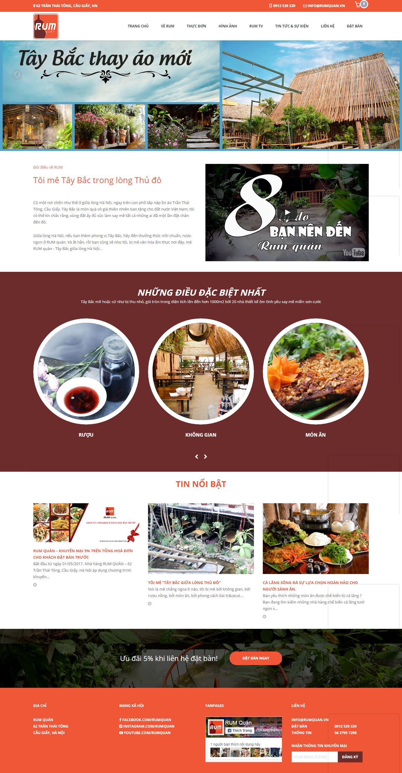 Thiết kế Web nhà hàng Ẩm thực rumquan.vn