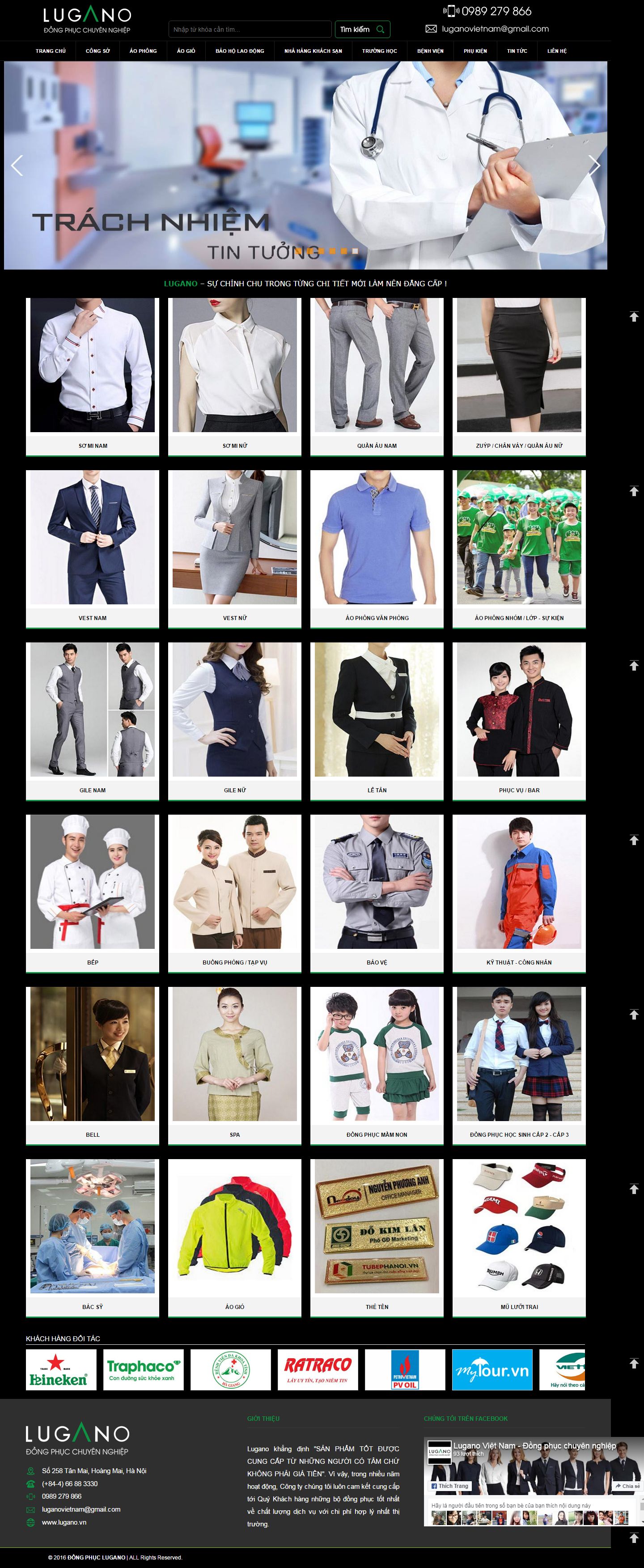 Thiết kế Web đồng phục may mặc lugano.vn