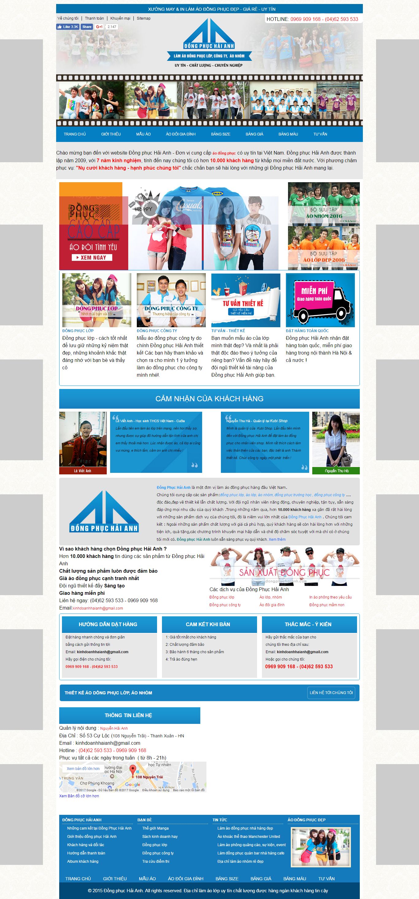 Thiết kế Web đồng phục may mặc dongphuchaianh.com