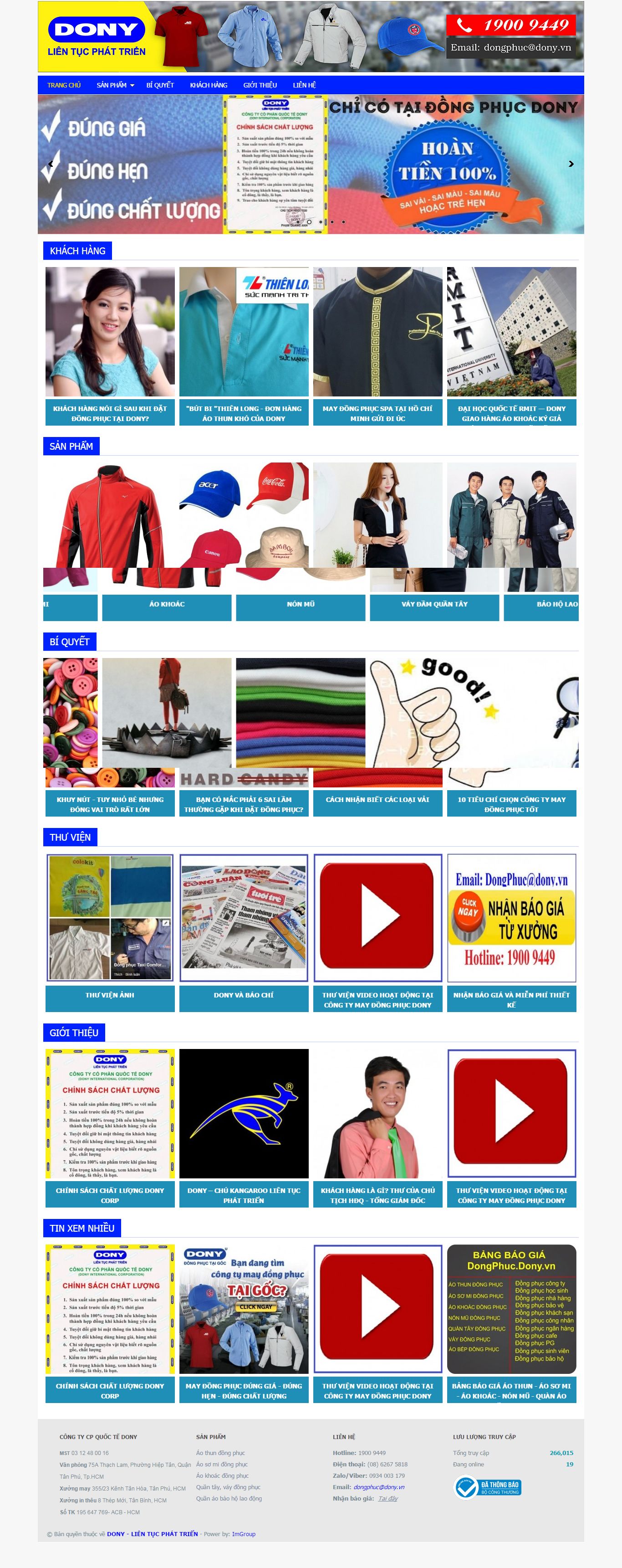 Thiết kế Web đồng phục may mặc dongphuc.dony.vn