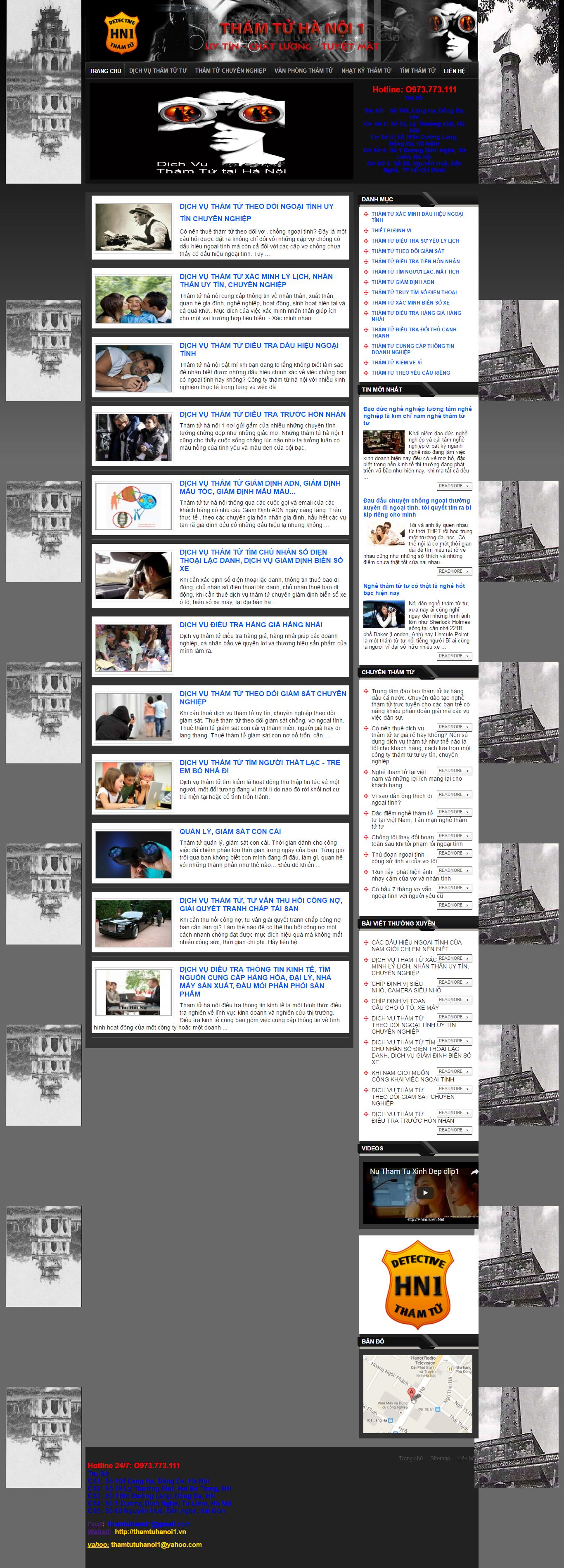 Thiết kế Web thám tử bảo vệ thamtuhanoi1.vn