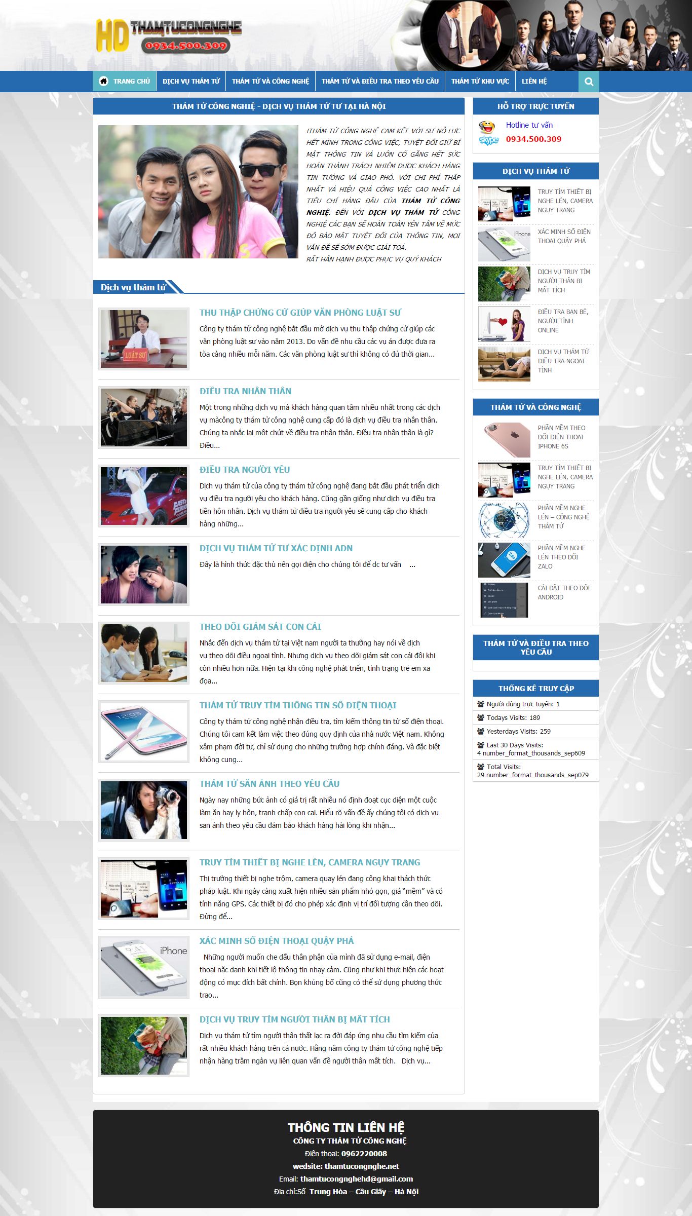 Thiết kế Web thám tử bảo vệ thamtucongnghe.net