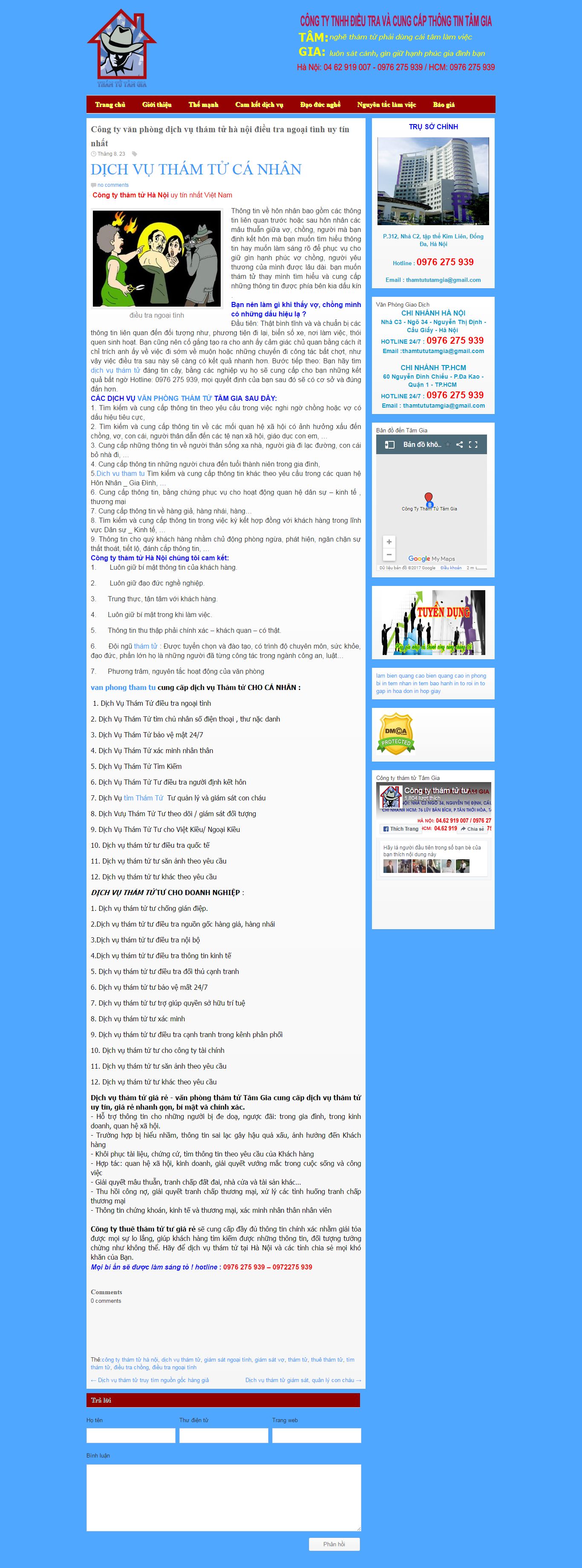 Thiết kế Web thám tử bảo vệ thamtutamgia.com