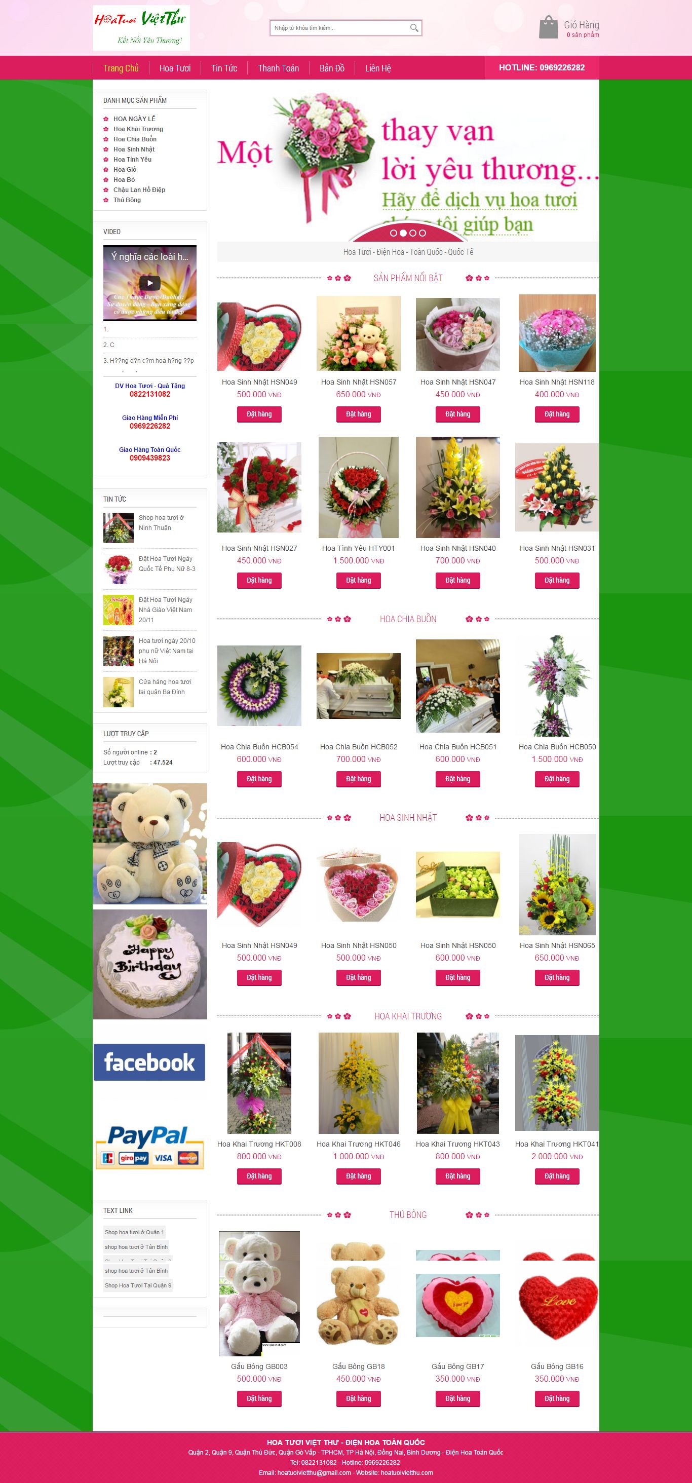 Thiết kế Web cây cảnh nhà vườn hoatuoivietthu.com