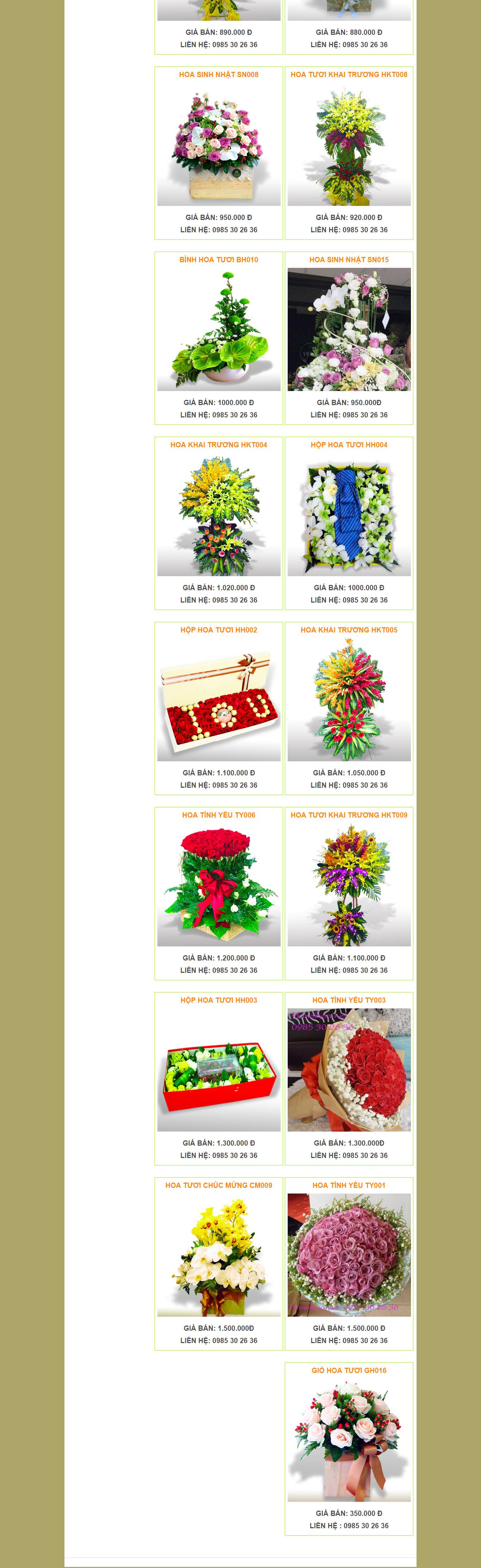 Thiết kế Web bán hoa điện hoa hanoihoa.net