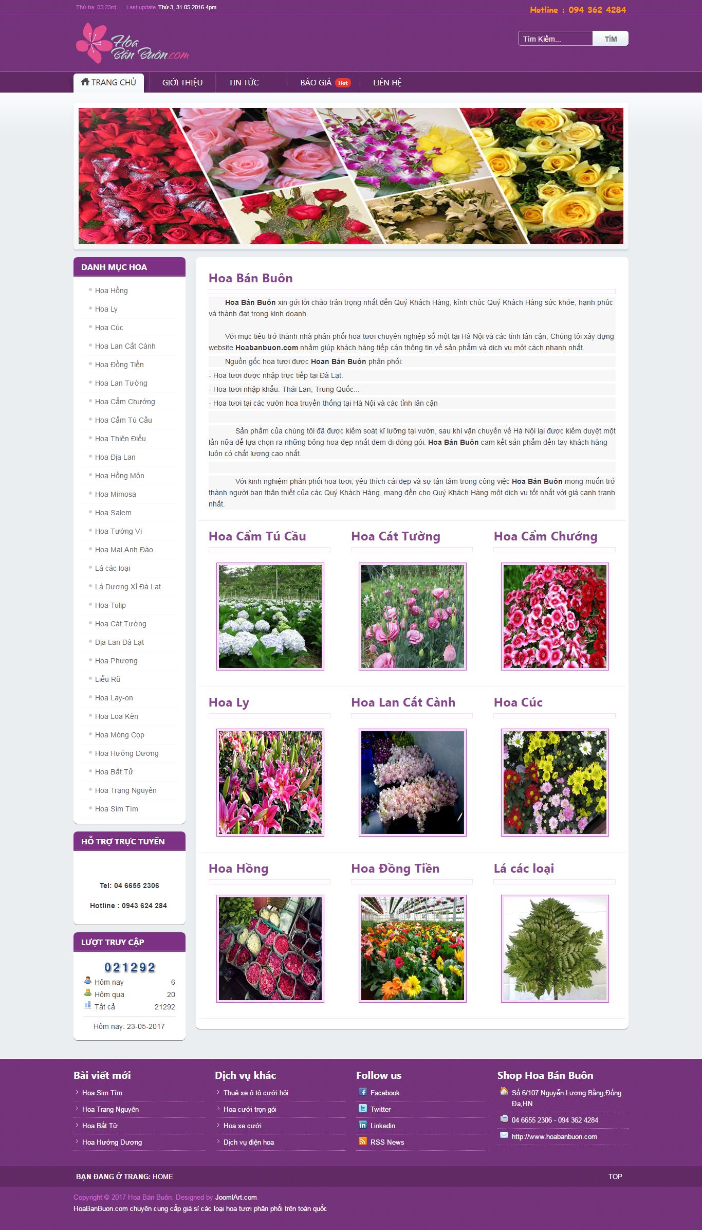 Thiết kế Web bán hoa điện hoa hoabanbuon.com