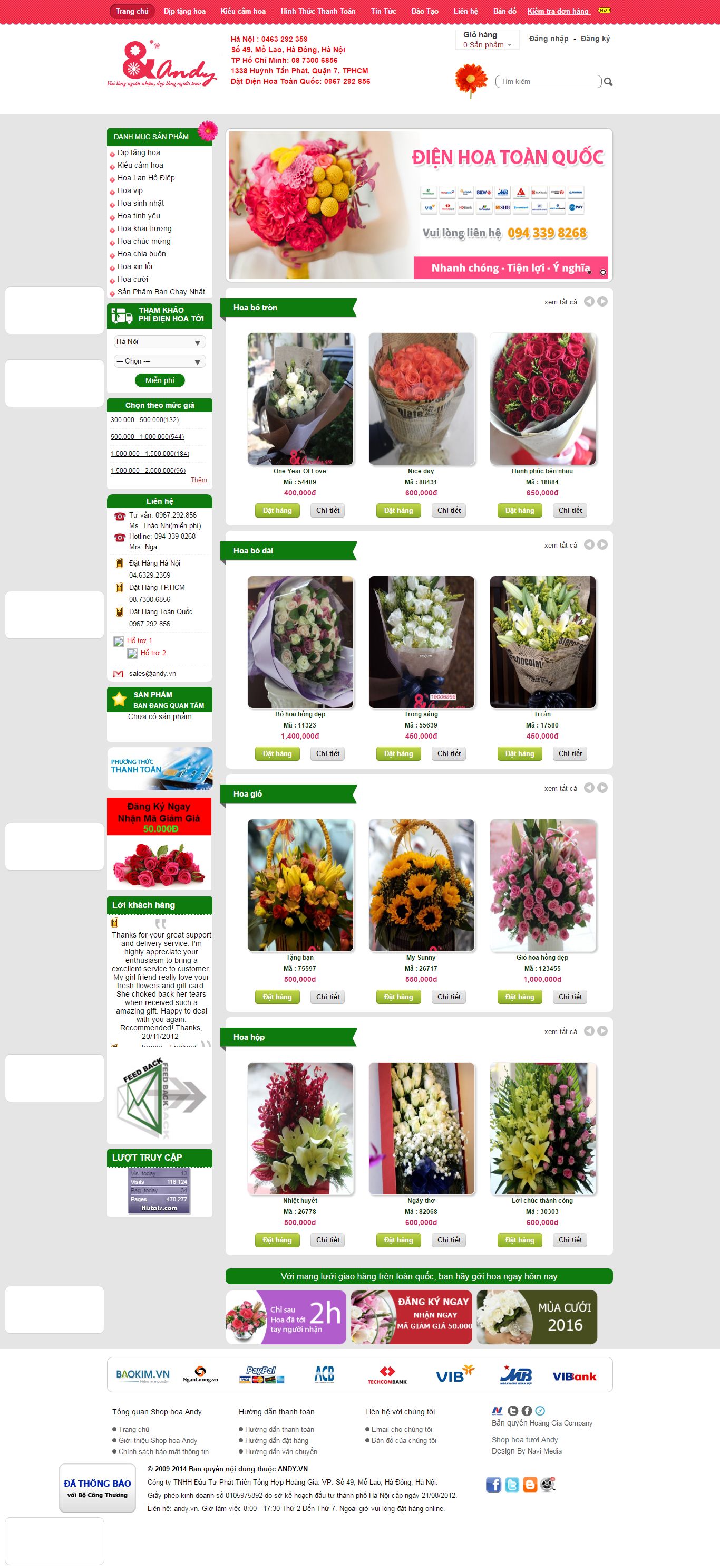 Thiết kế Web bán hoa điện hoa andy.vn