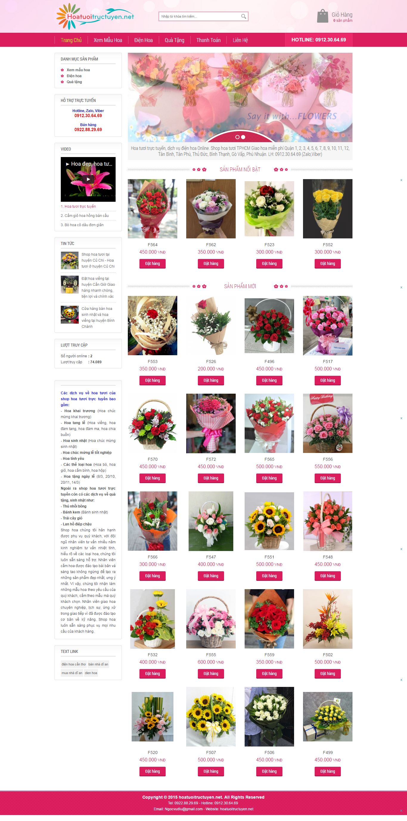 Thiết kế Web bán hoa điện hoa hoatuoitructuyen.net