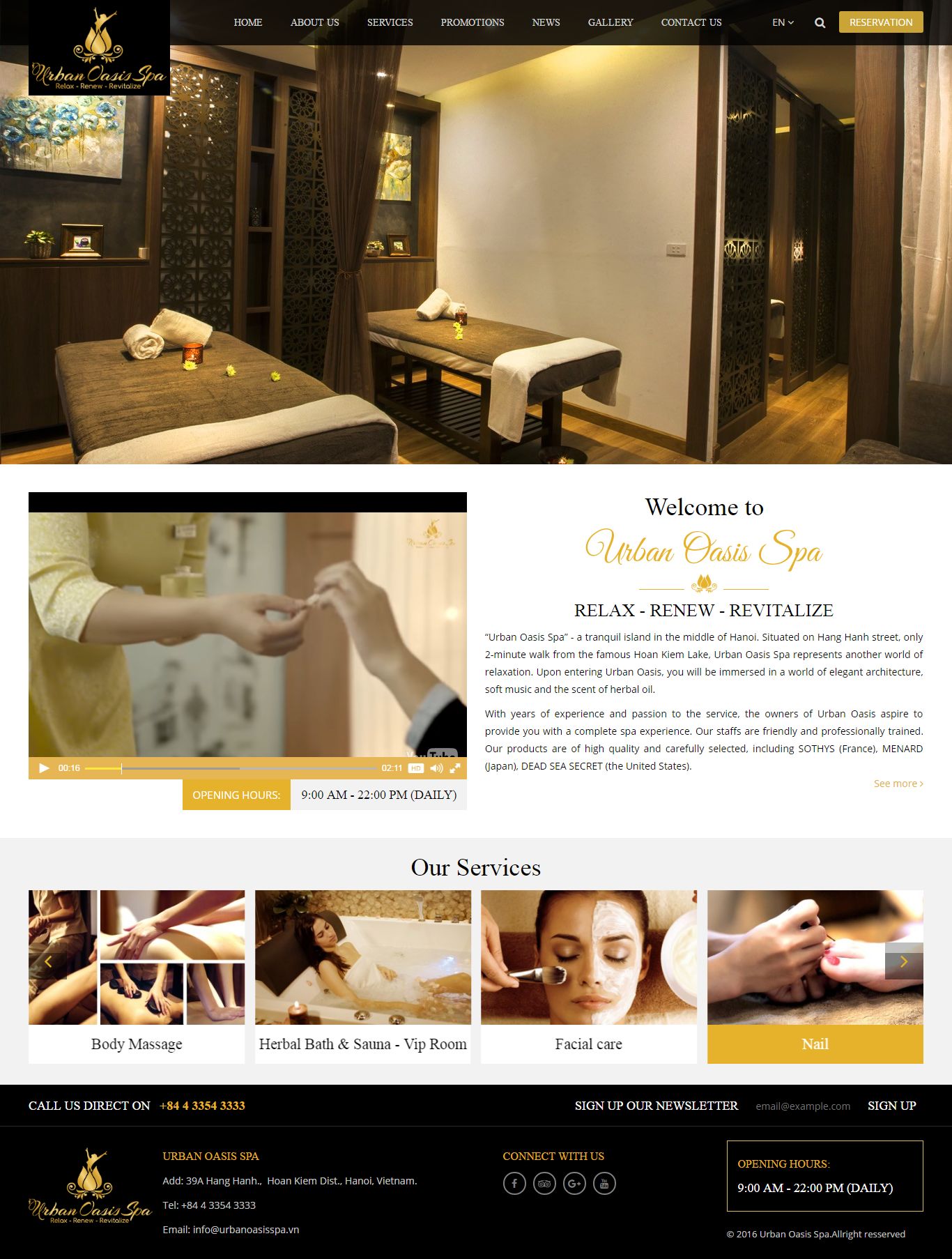 Thiết kế Web spa thẩm mỹ viện urbanoasisspa.vn