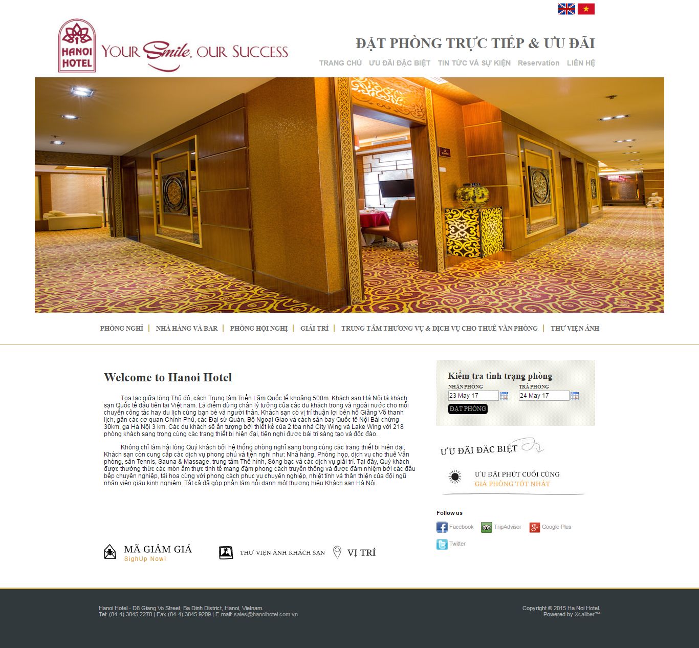 Thiết kế Web khách sạn nhà hàng hanoihotel.com.vn