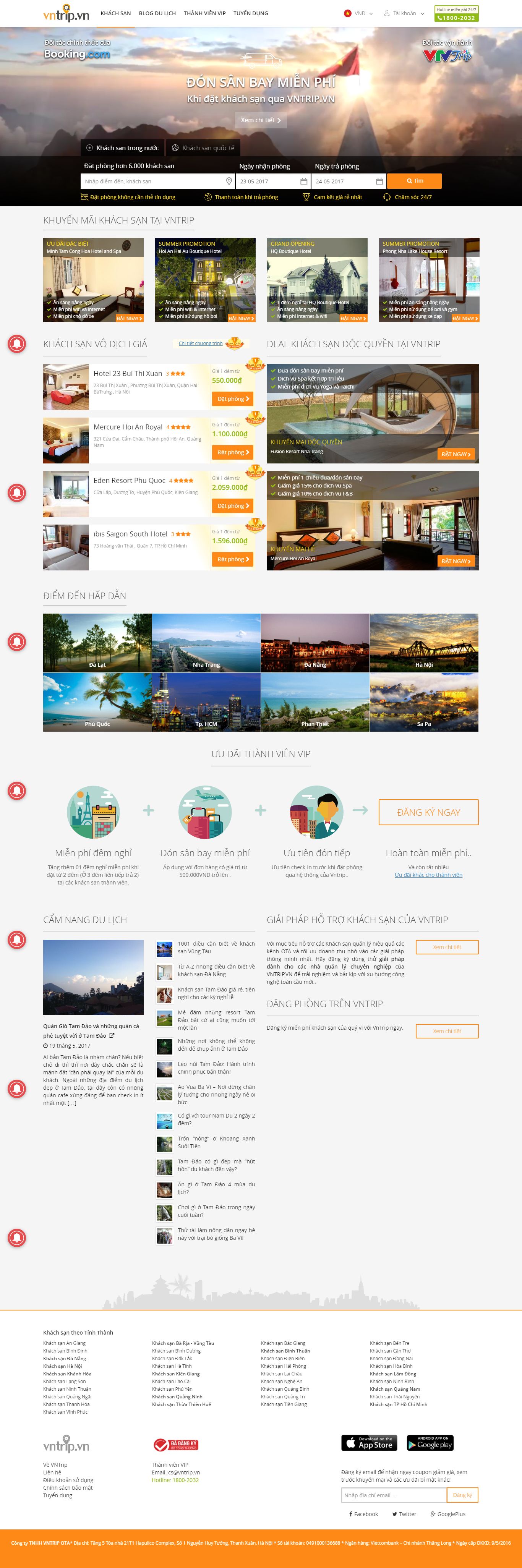 Thiết kế Web khách sạn nhà hàng vntrip.vn