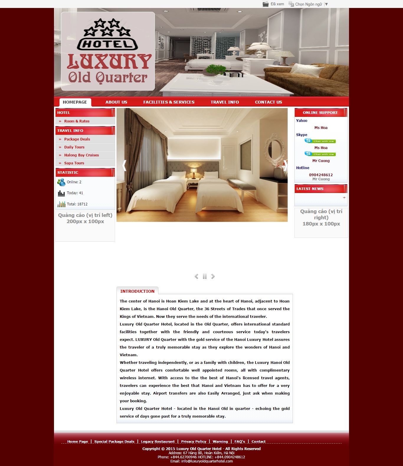 Thiết kế Web khách sạn nhà hàng luxuryoldquarterhotel.com