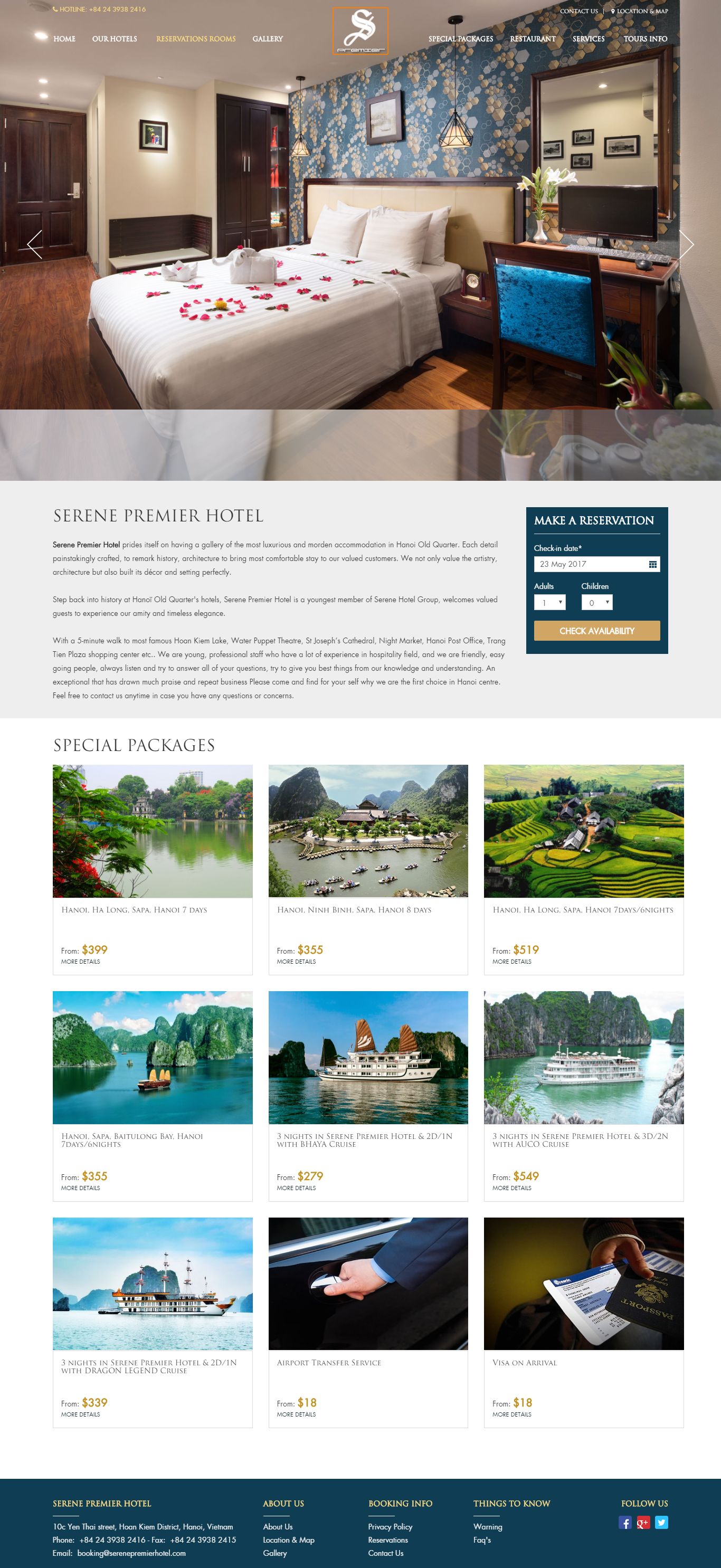 Thiết kế Web khách sạn nhà hàng serenepremierhotel.com