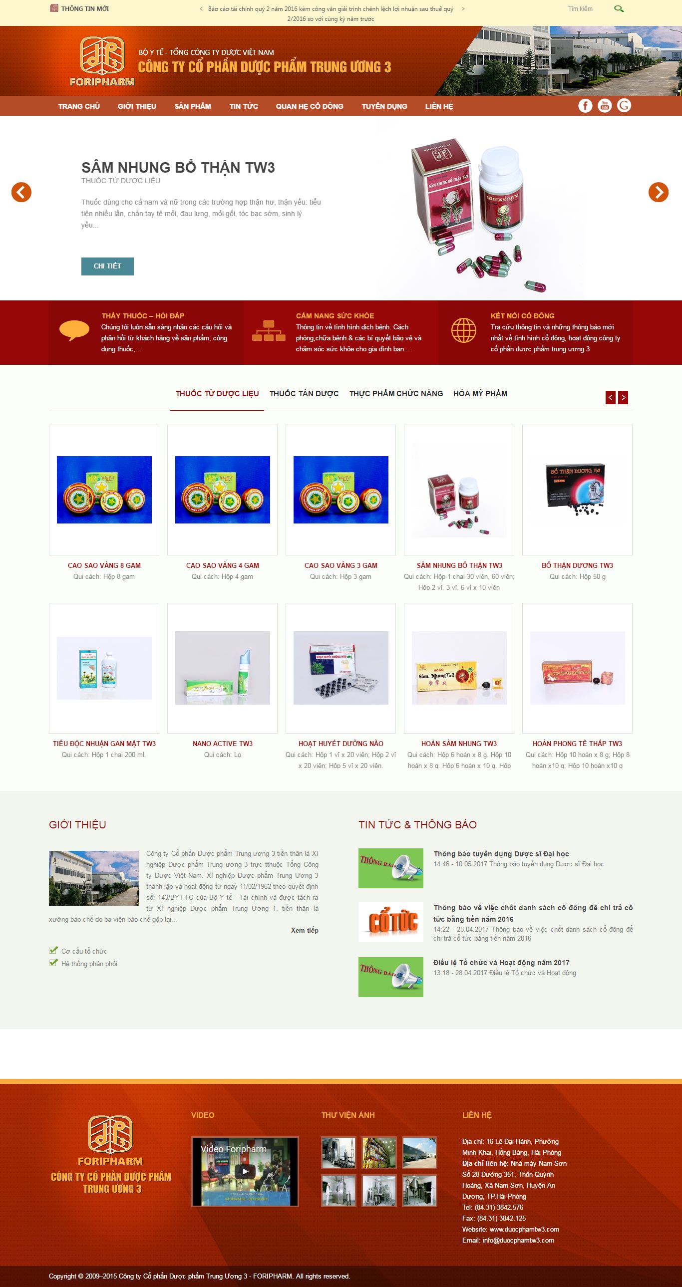 Thiết kế Web dược phẩm y tế duocphamtw3.com