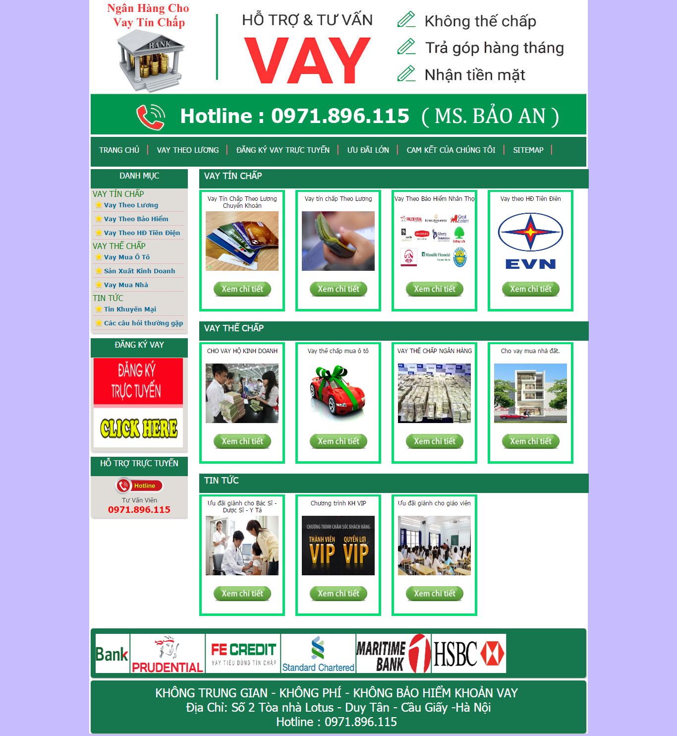 Thiết kế Web tài chính cho vay vaynganhangvietcombank.com.vn