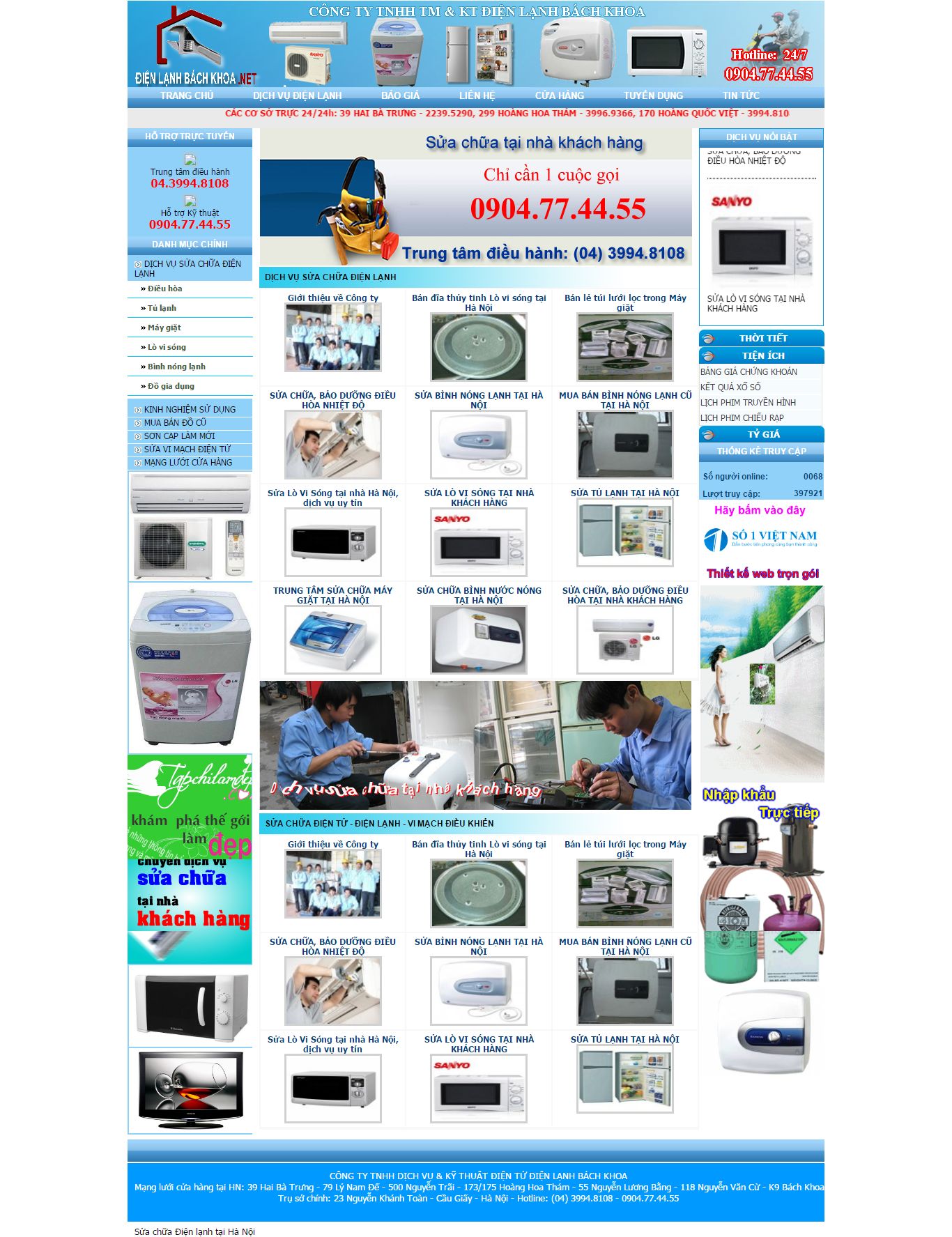 Thiết kế Web điện tử Điện lạnh dienlanhbachkhoa.net