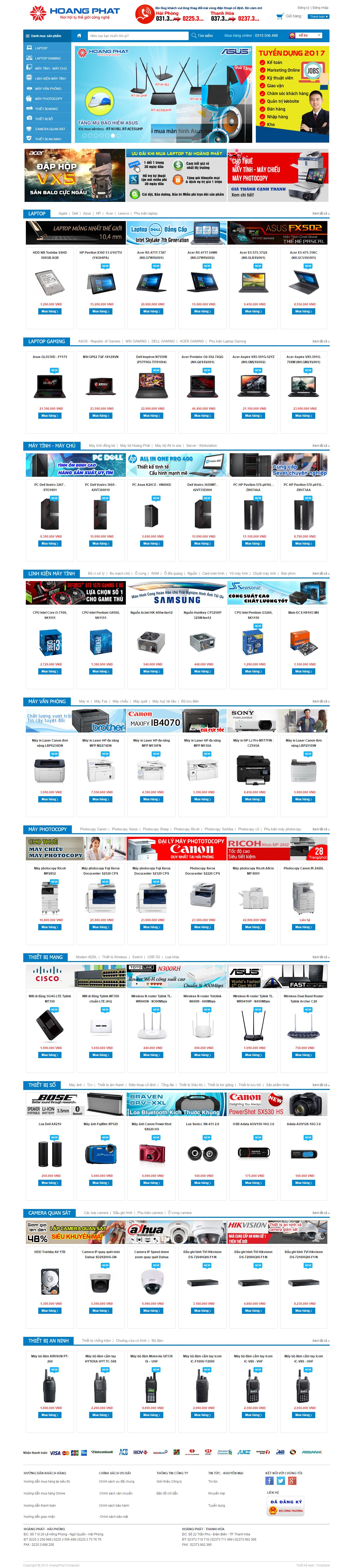 Thiết kế Web siêu thị điện máy đẹp hoangphatvn.vn