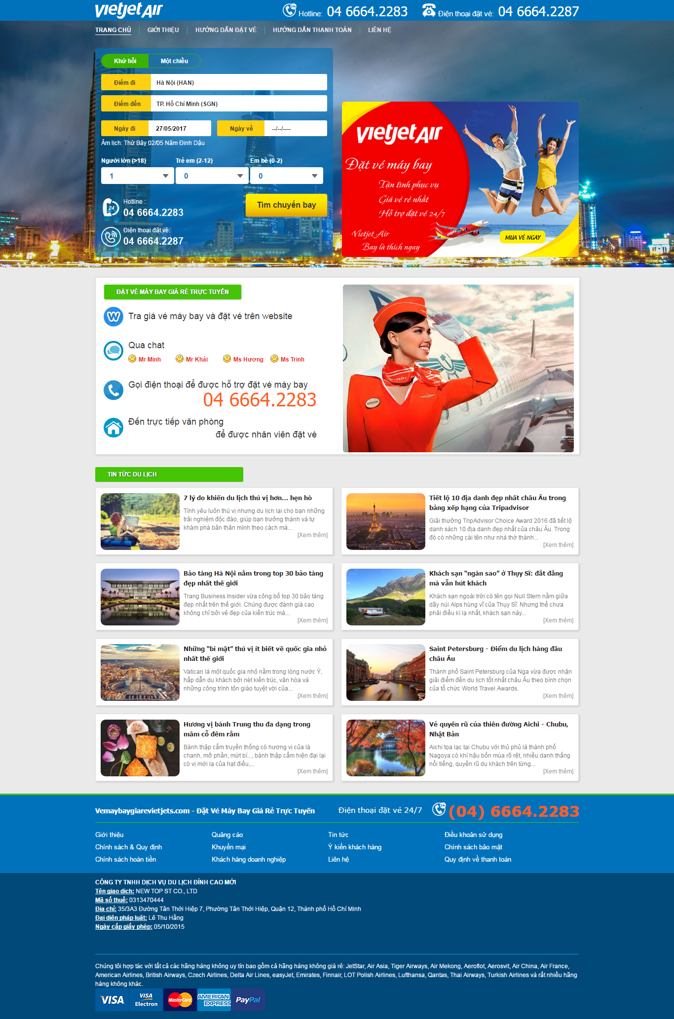 Thiết kế Web vé máy bay travel vemaybaygiarevietjets.com