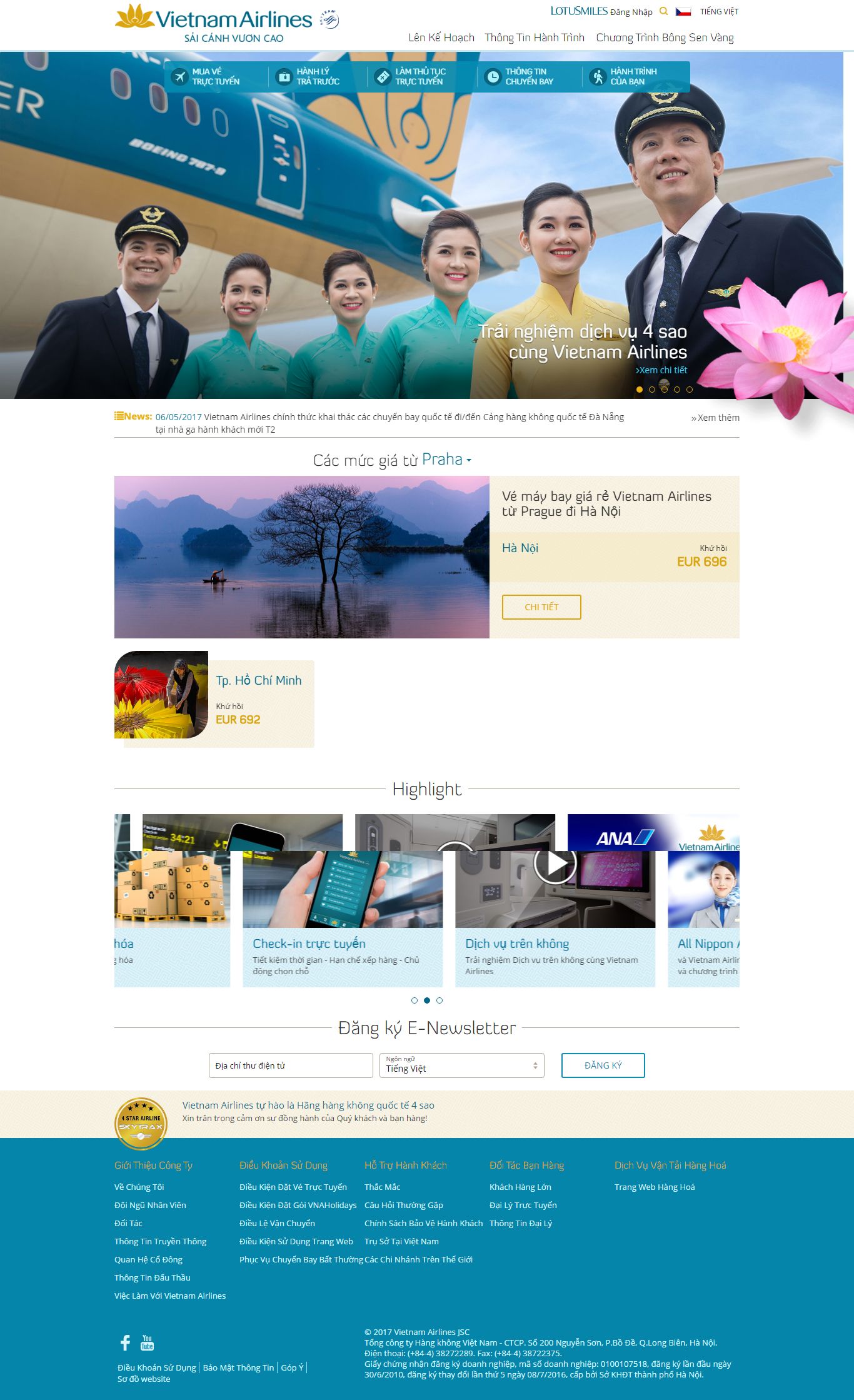 Thiết kế Web vé máy bay travel vietnamairlines.com