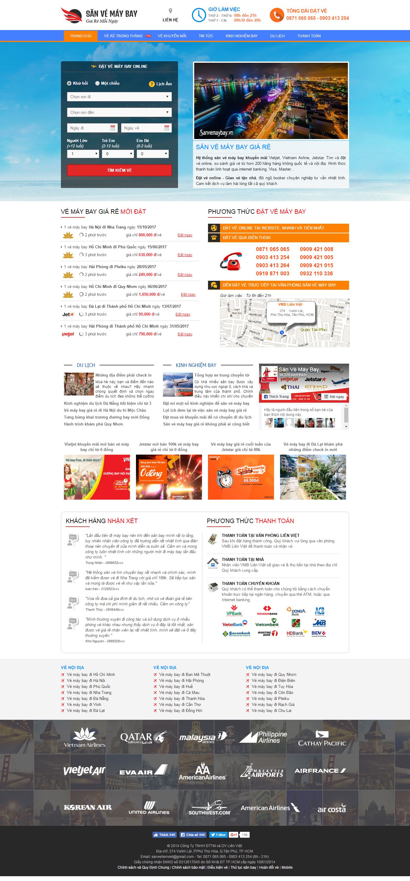 Thiết kế Web vé máy bay travel sanvemaybay.vn