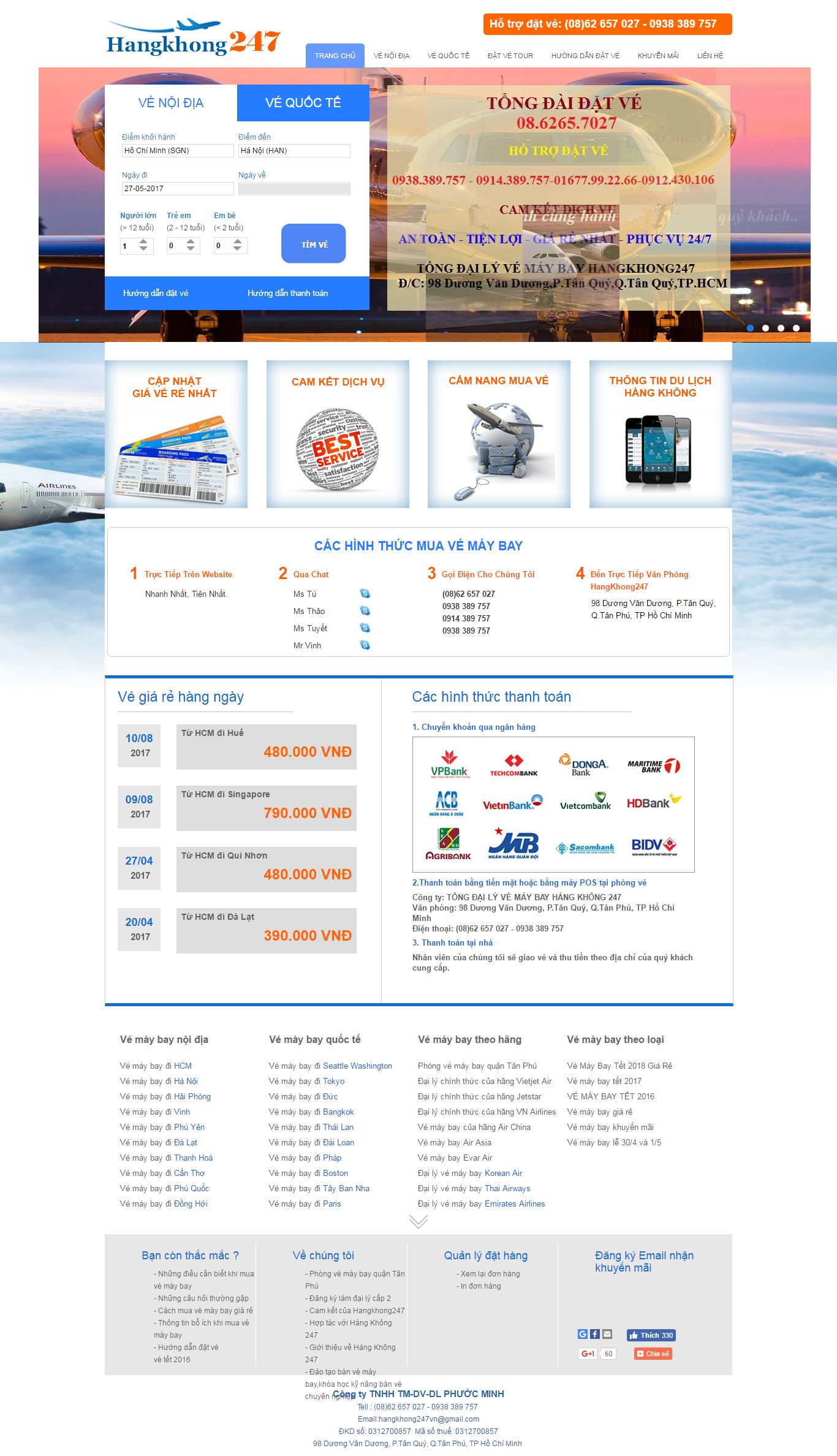 Thiết kế Web vé máy bay travel hangkhong247.vn
