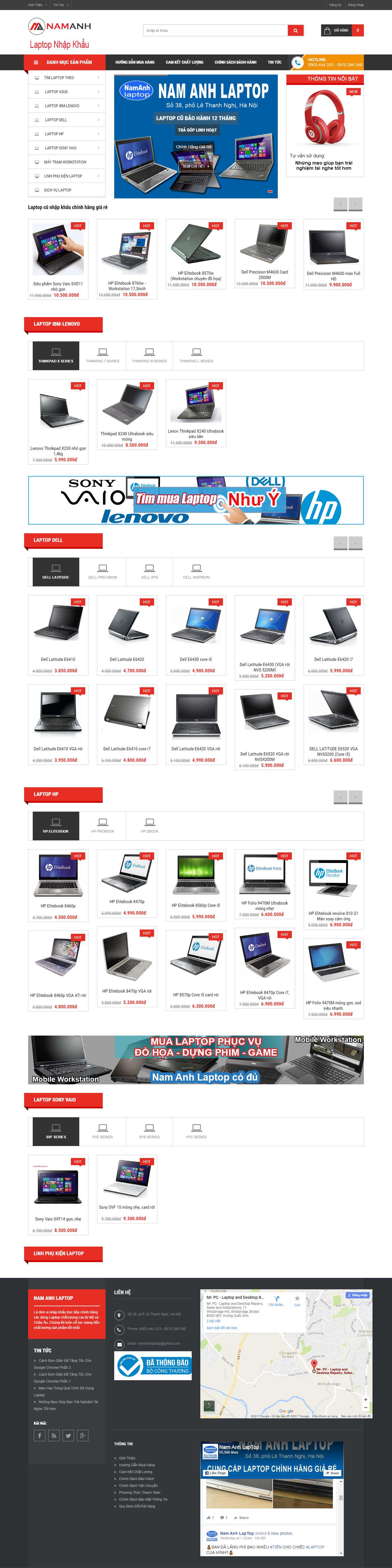 Thiết kế Web bán máy tính laptop namanhlaptop.vn
