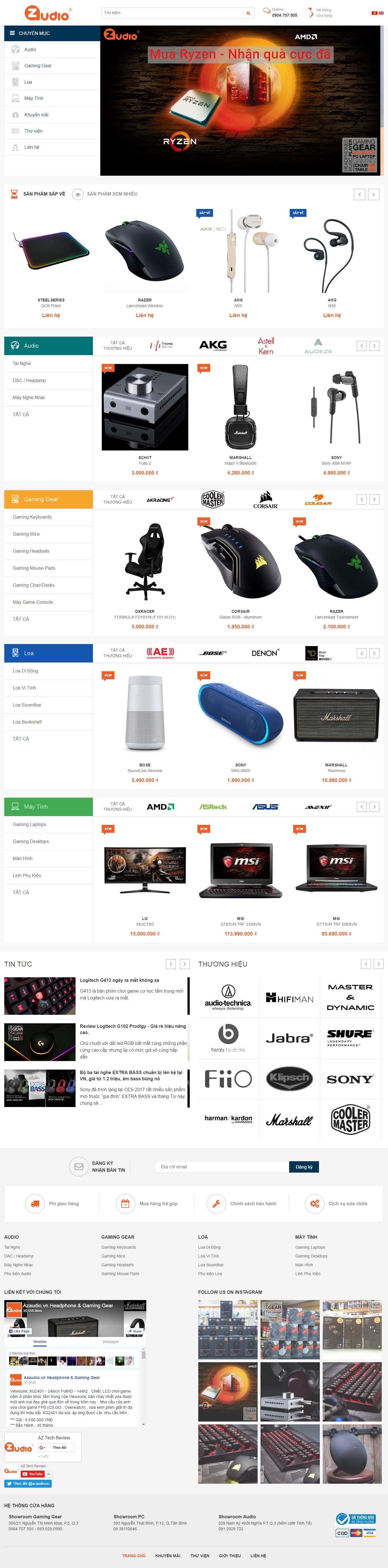 Thiết kế Web bán máy tính laptop azaudio.vn