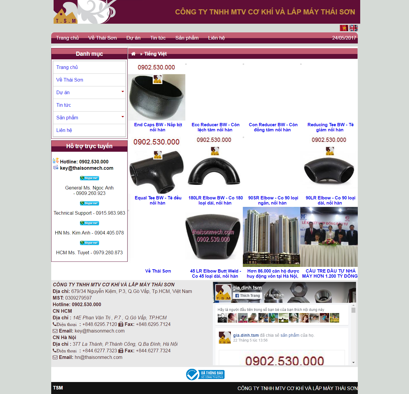 Thiết kế Web cơ khí máy móc thaisonmech.com