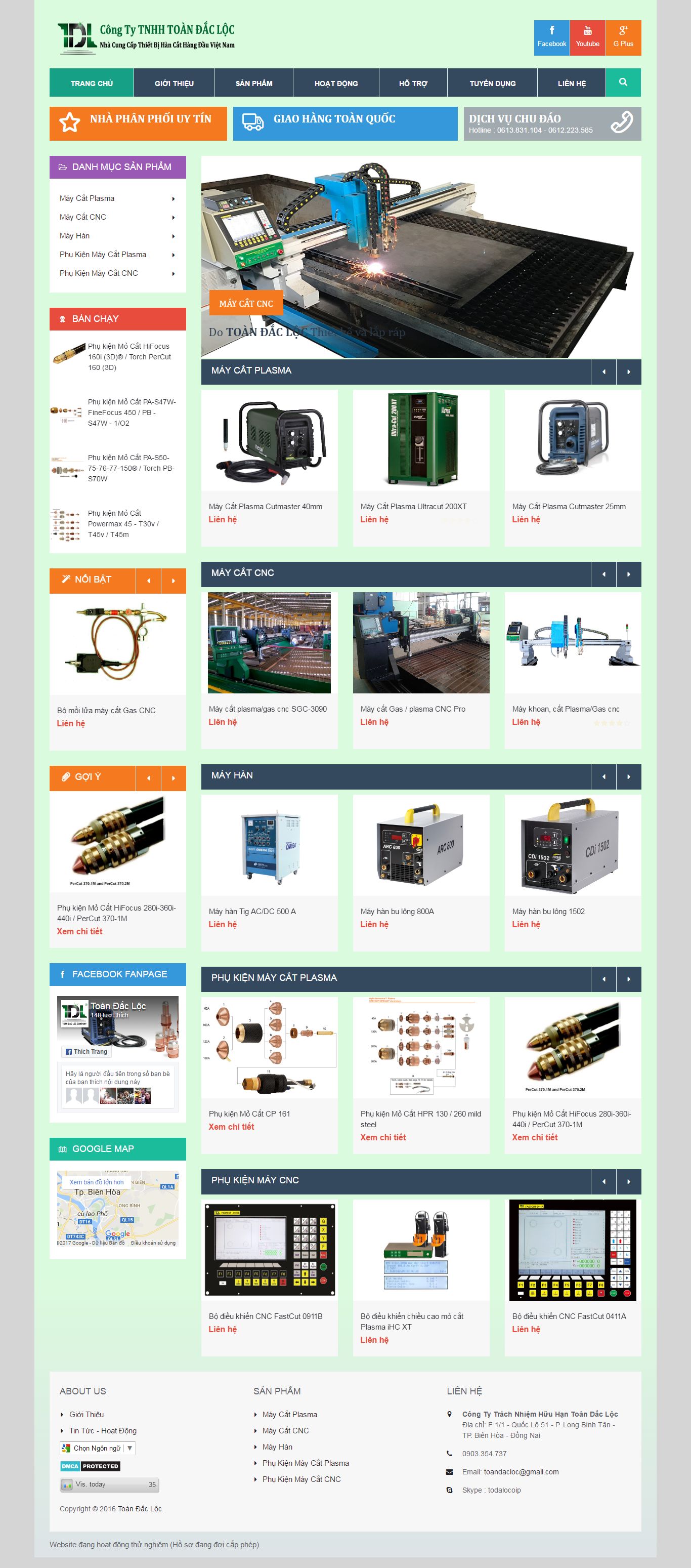 Thiết kế Web cơ khí máy móc maycatplasma.com.vn