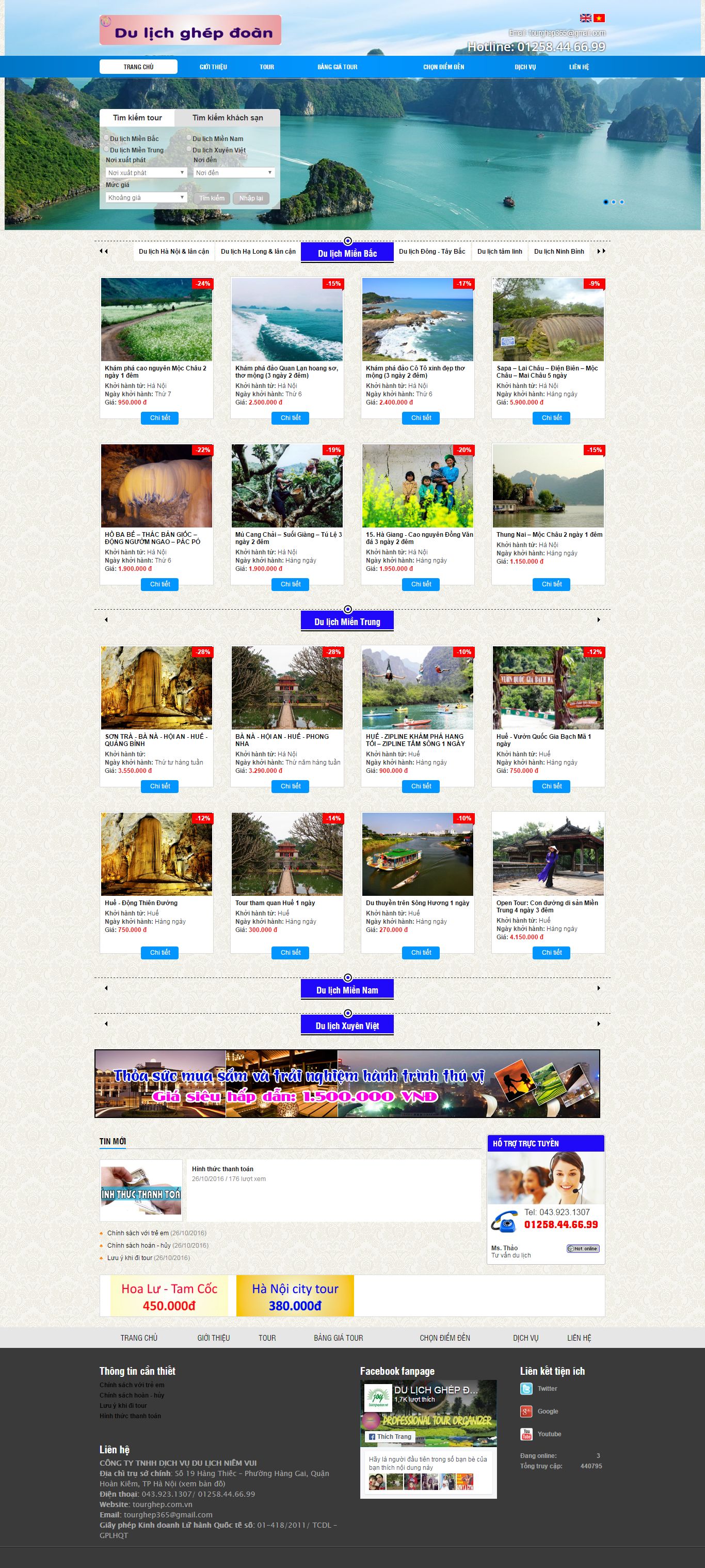 Thiết kế Web du lịch travel tourghep.com.vn