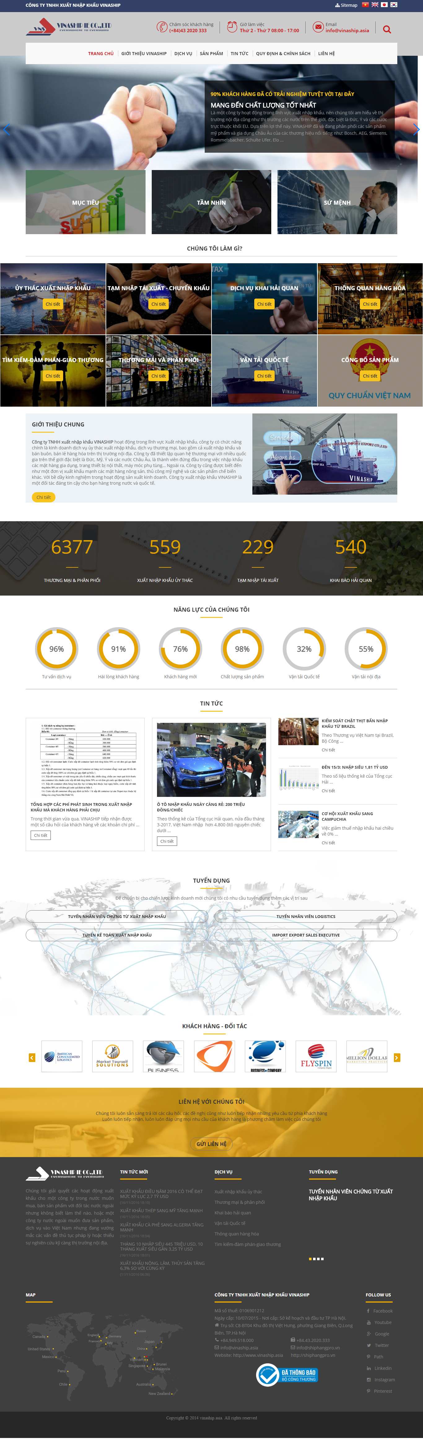 Thiết kế Web xuất nhập khẩu vinaship.asia