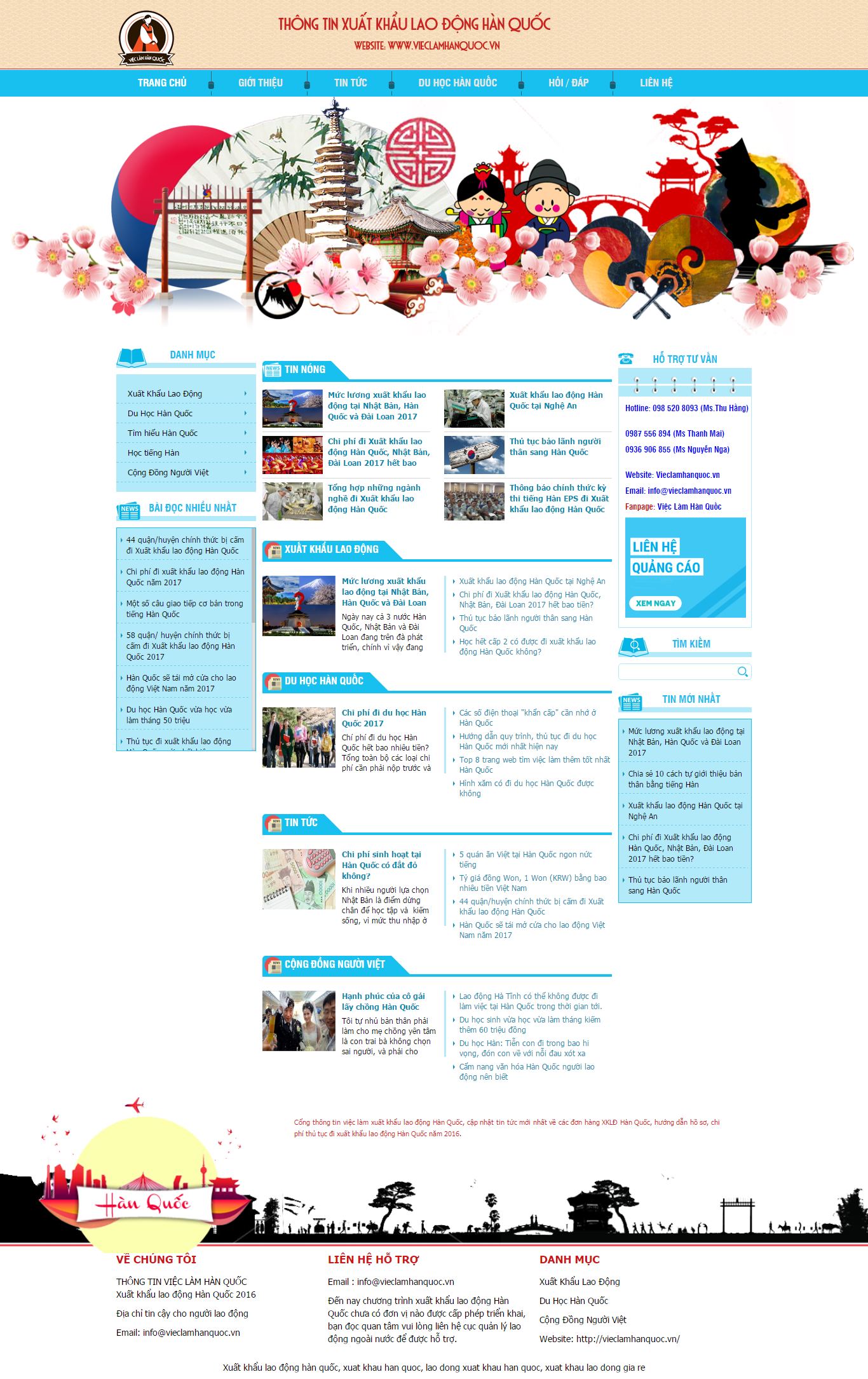 Thiết kế Web xuất nhập khẩu vieclamhanquoc.vn