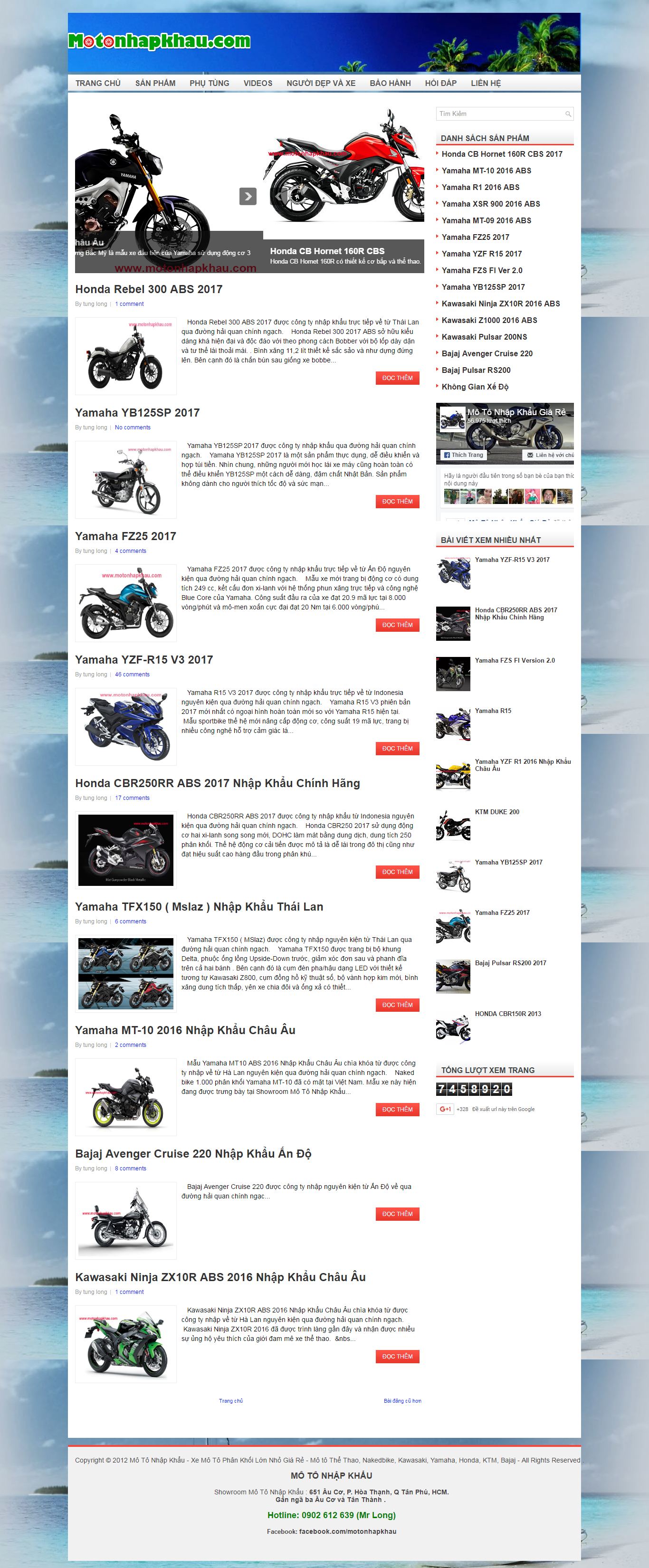 Thiết kế website nhập khẩu moto đẹp, chuyên nghiệp chuẩn SEO