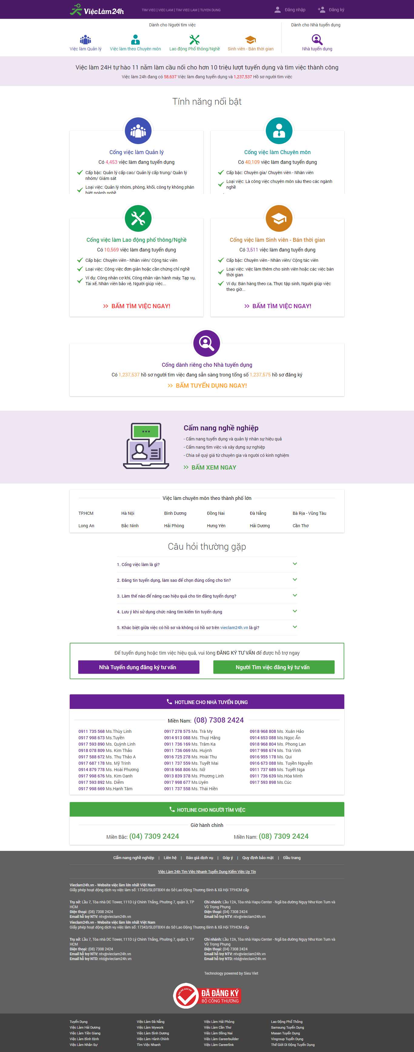 Thiết kế Web tuyển dụng việc làm vieclam24h.vn