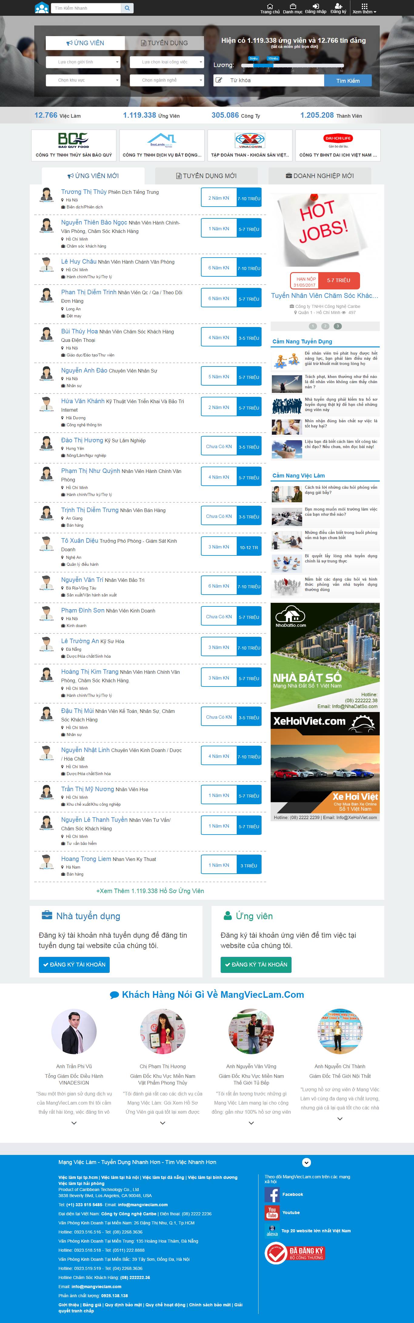 Thiết kế Web tuyển dụng việc làm mangvieclam.com