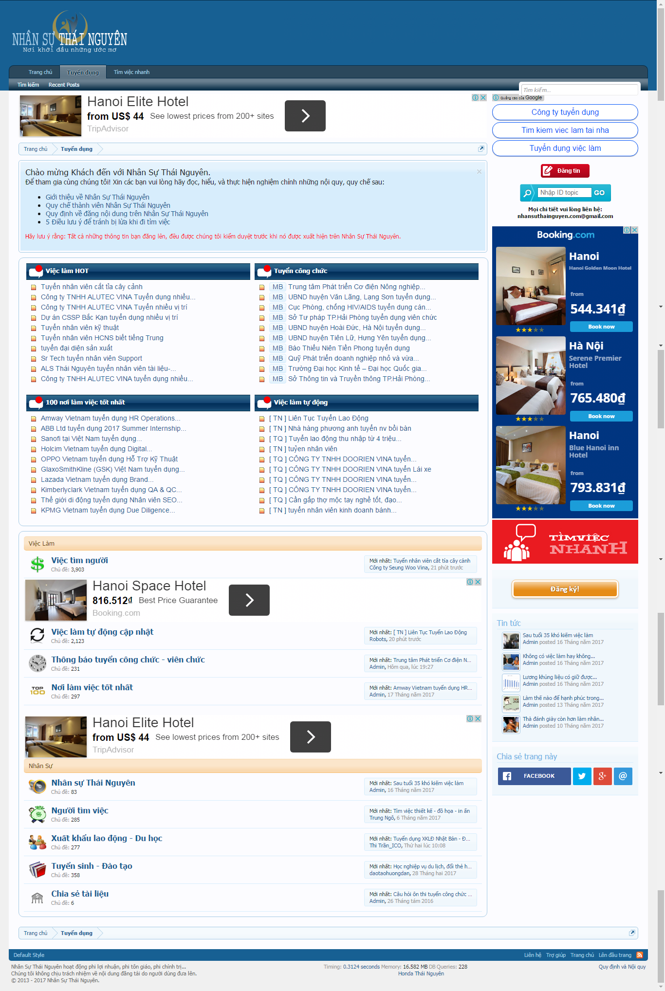 Thiết kế Web tuyển dụng việc làm nhansuthainguyen.com