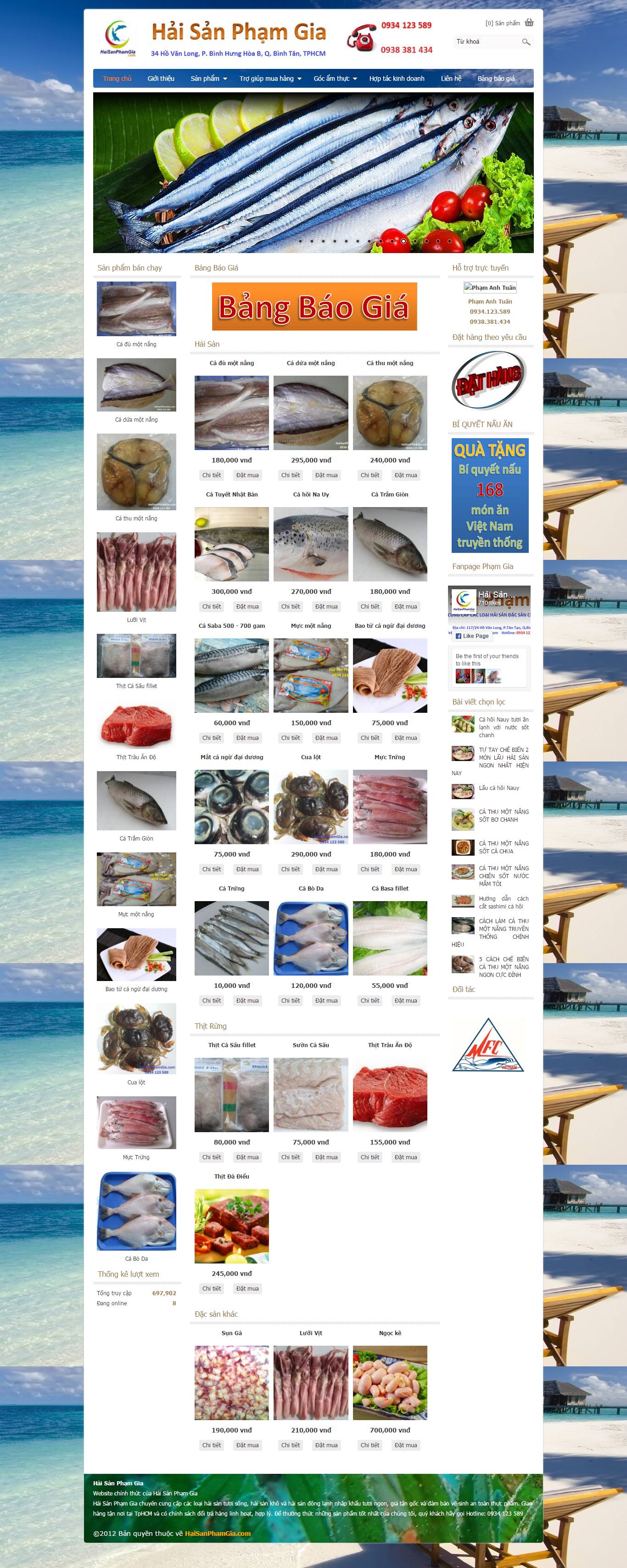 Thiết kế Web hải sản xuất khẩu haisanphamgia.com