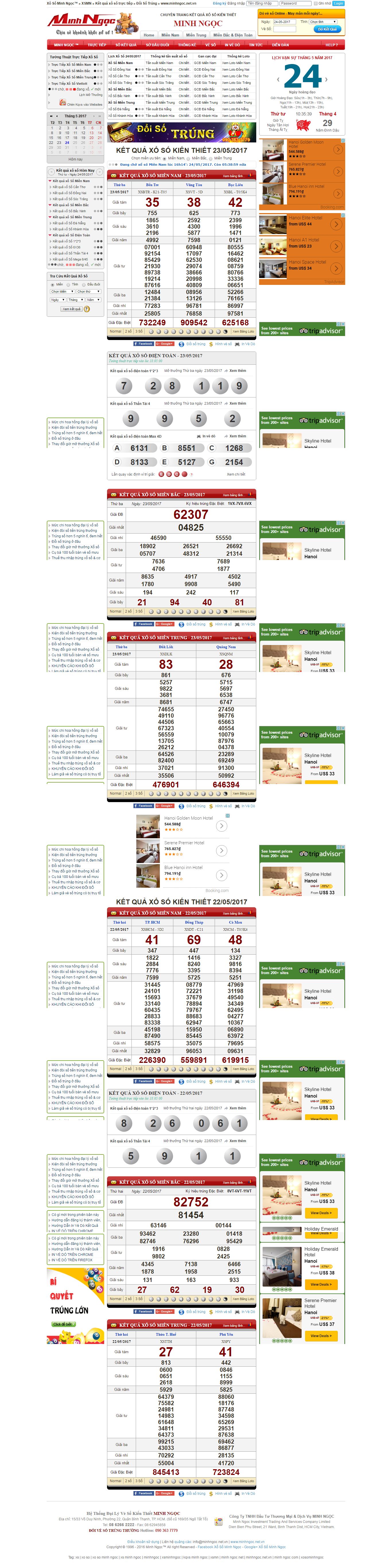 Thiết kế Web kết quả xổ số minhngoc.net.vn