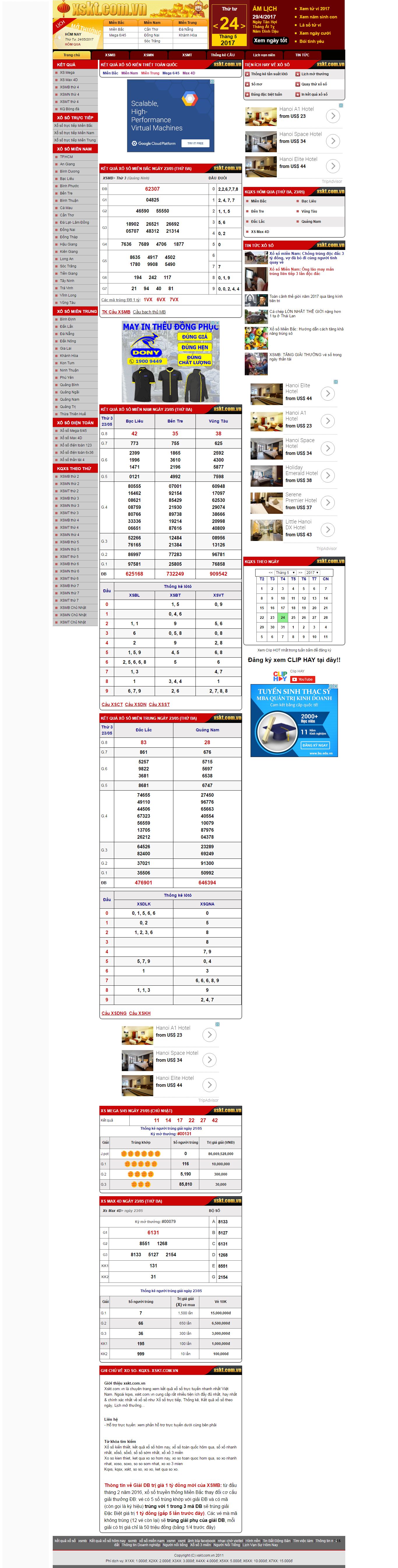 Thiết kế Web kết quả xổ số xskt.com.vn